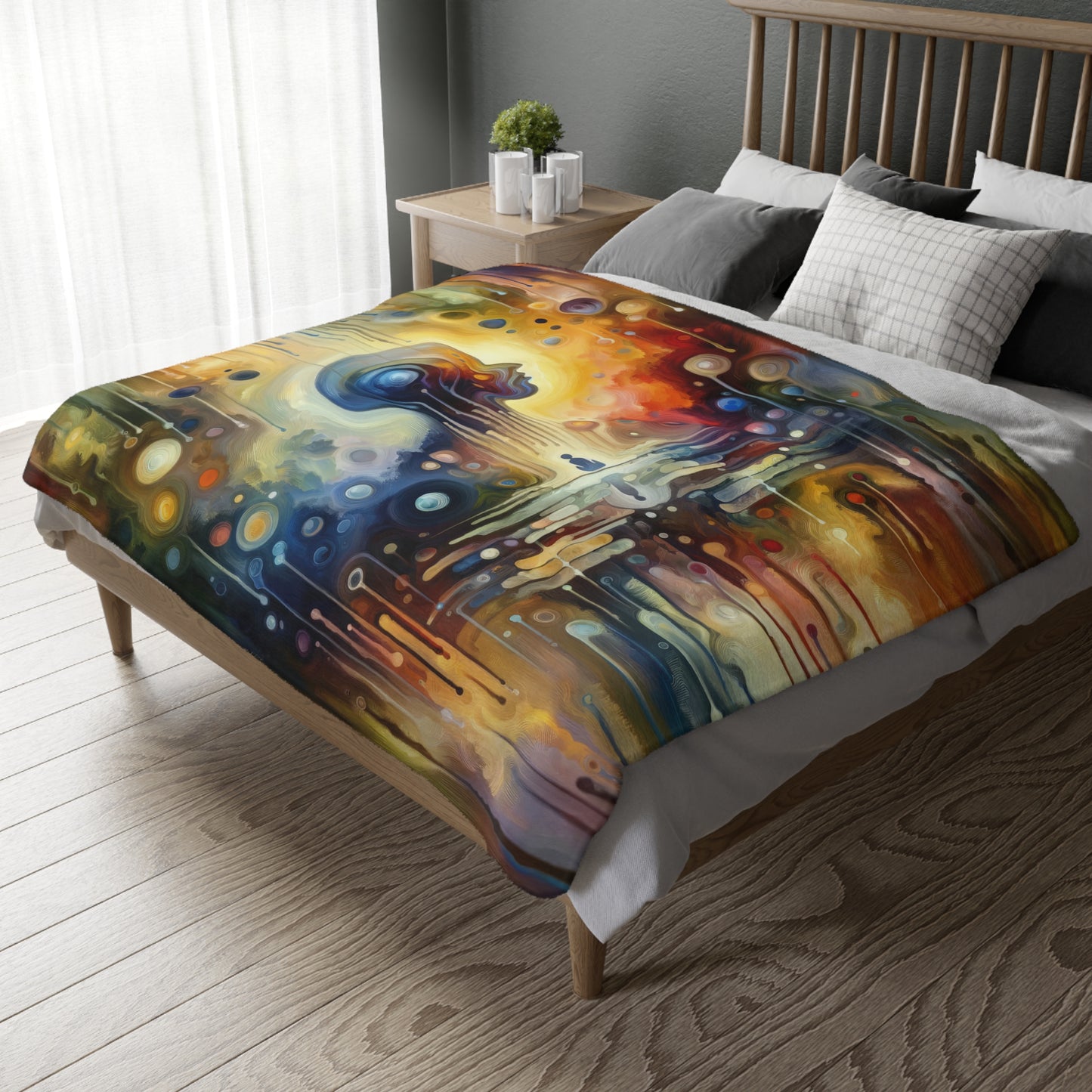Reflective Oneness Healing Velveteen Microfiber Blanket (Two-sided print)