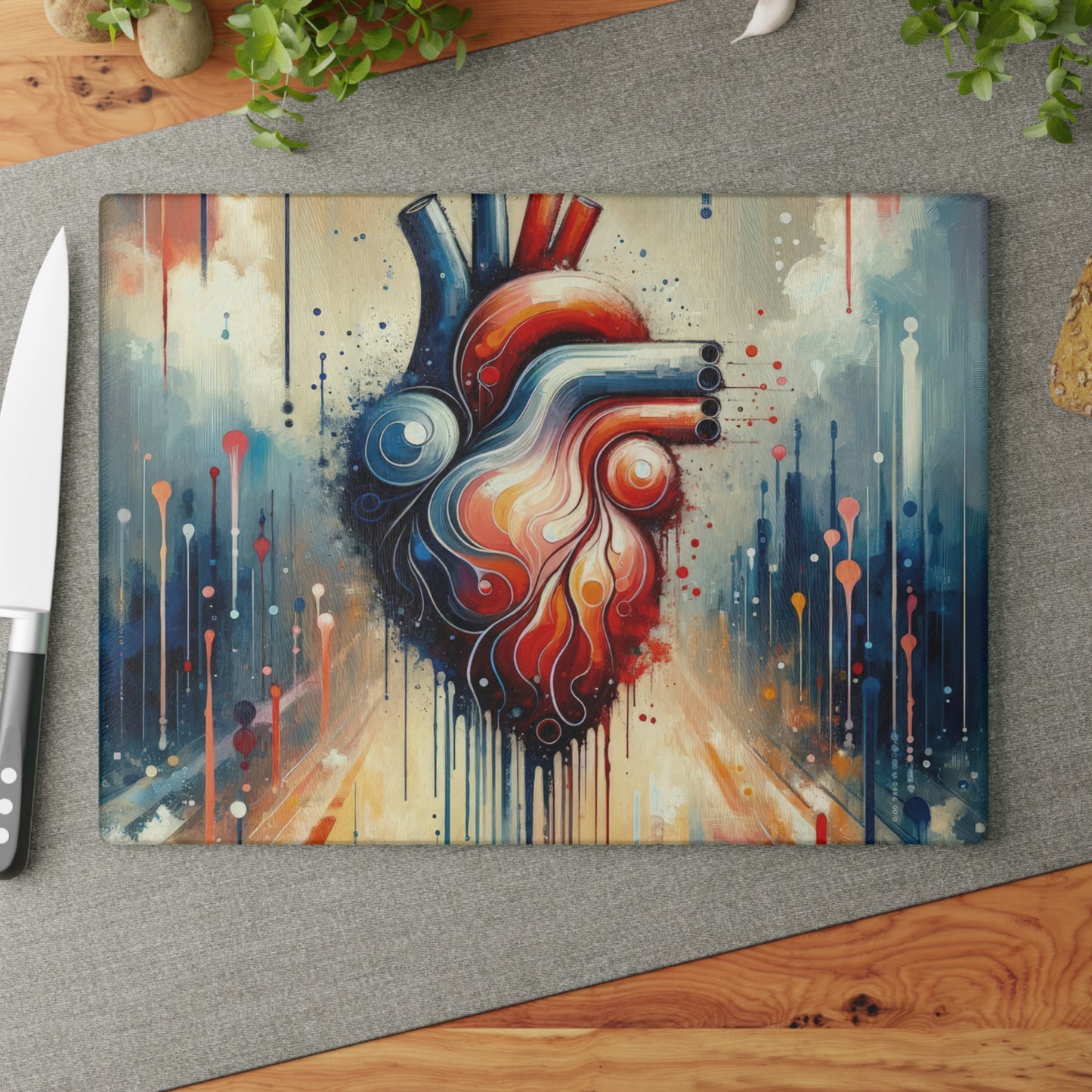 Rhythmic Heart Harmony Glass Cutting Board