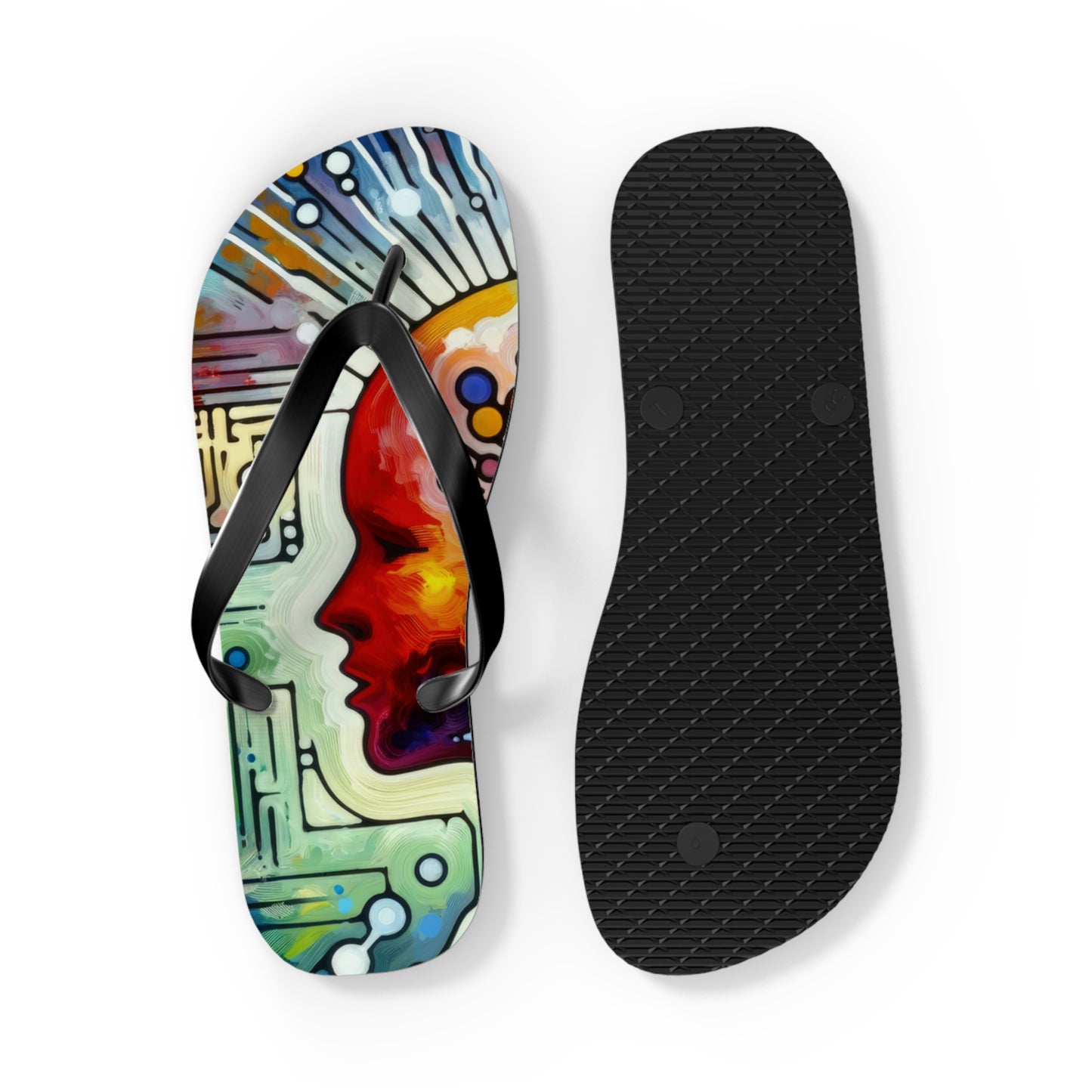 Empathetic Connection Abstract Flip Flops