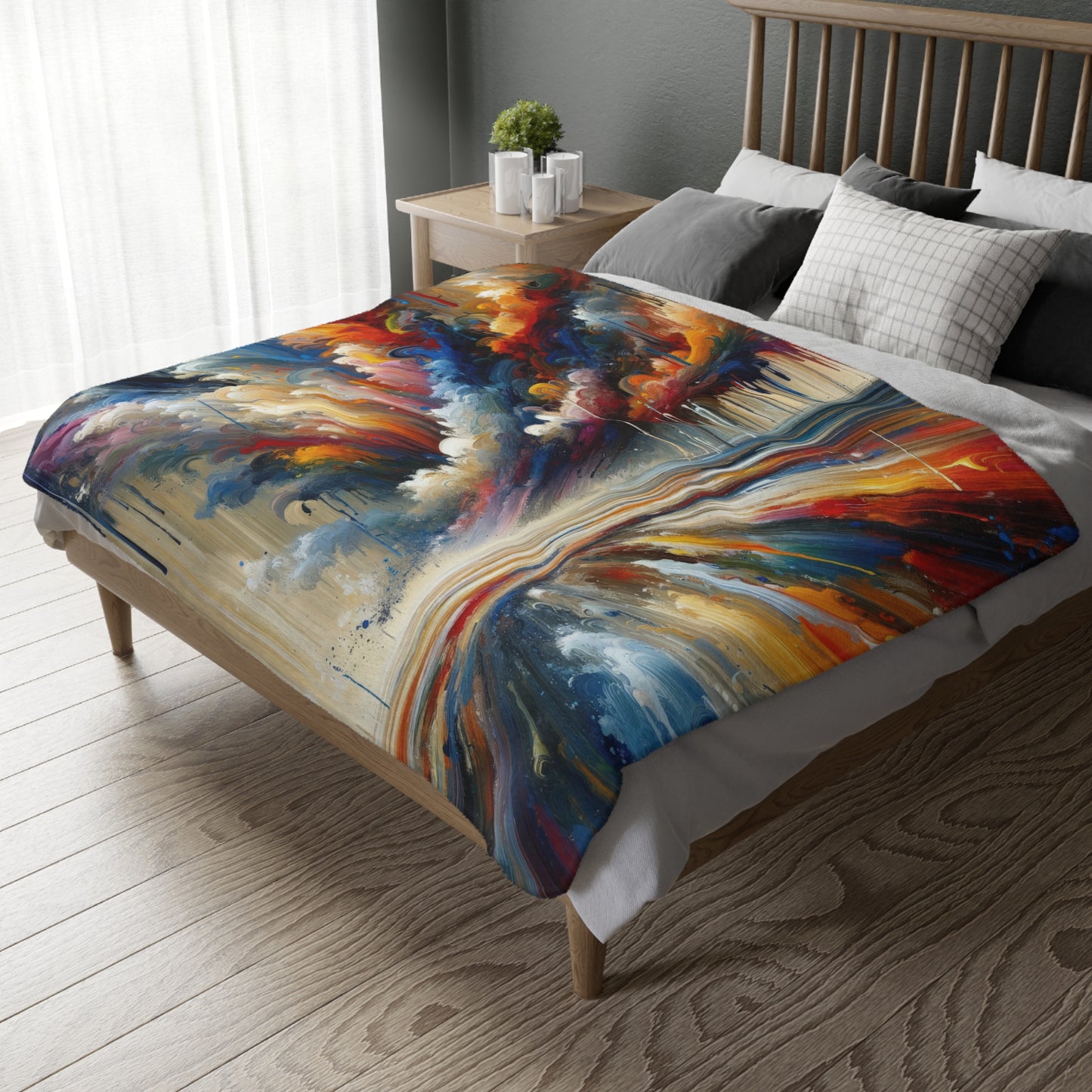 Grandiose Transformation Tachism Velveteen Microfiber Blanket (Two-sided print)