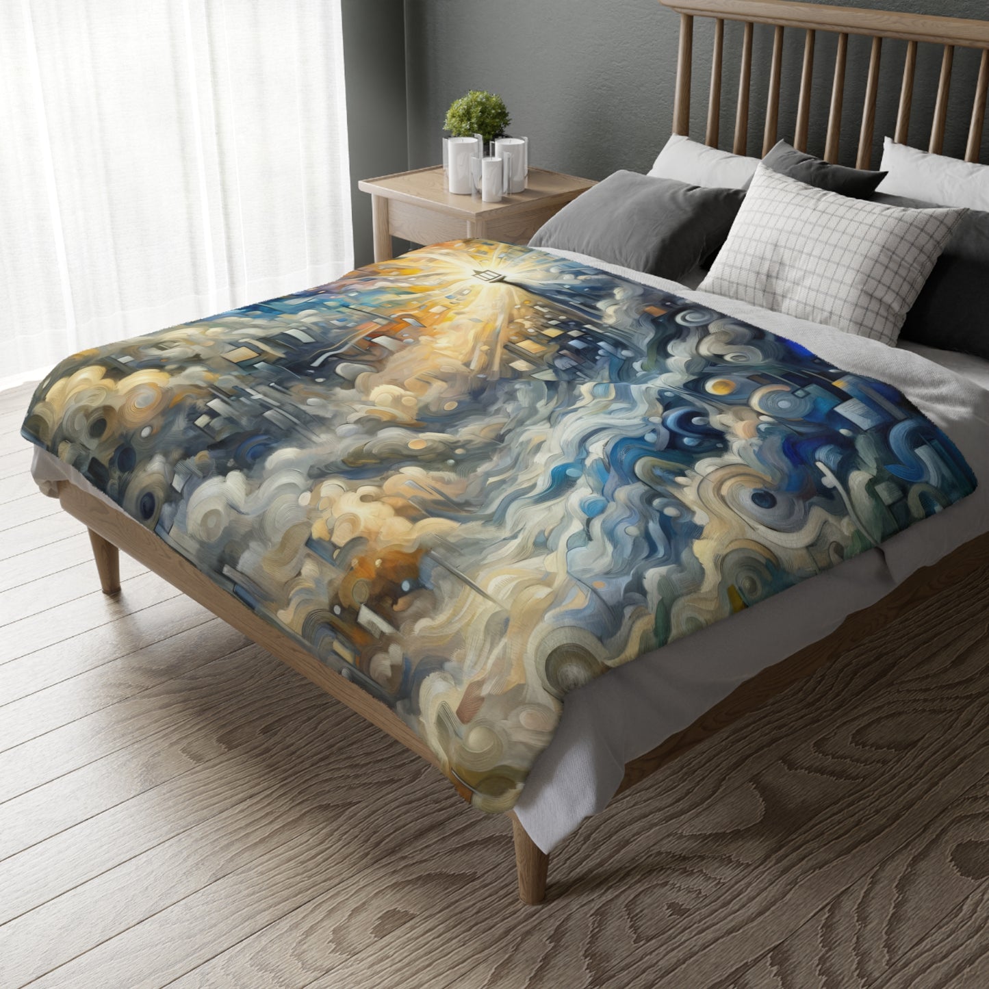 Adrift Beacon Tachism Velveteen Microfiber Blanket (Two-sided print)