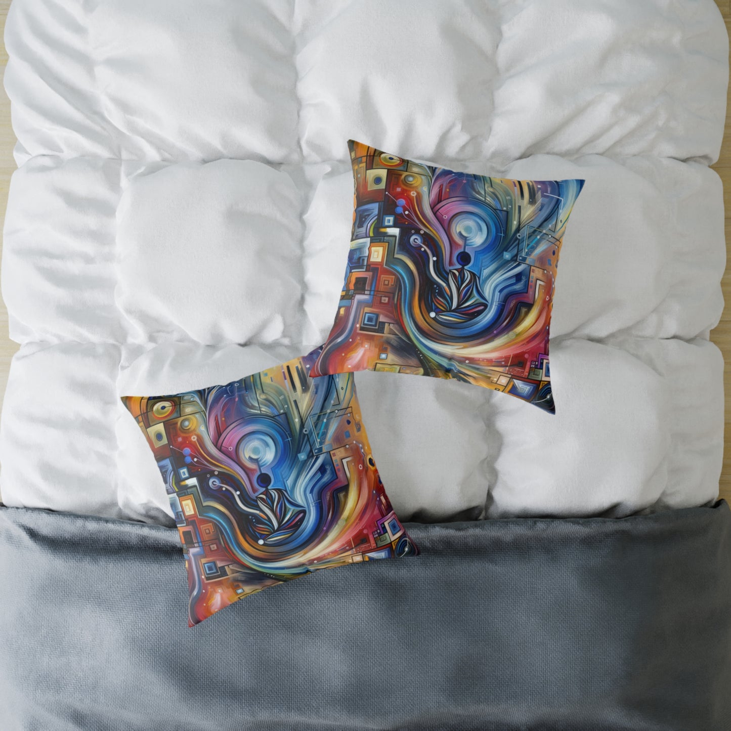 Digital Mindfulness Abstract Spun Polyester Pillow