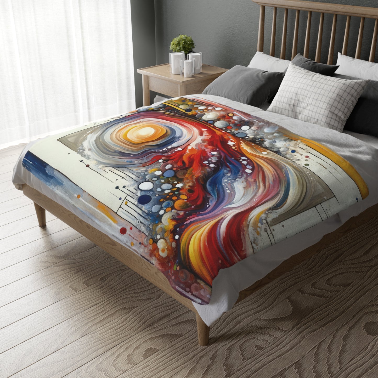 Harmonic Swirl Elegance Velveteen Microfiber Blanket (Two-sided print)