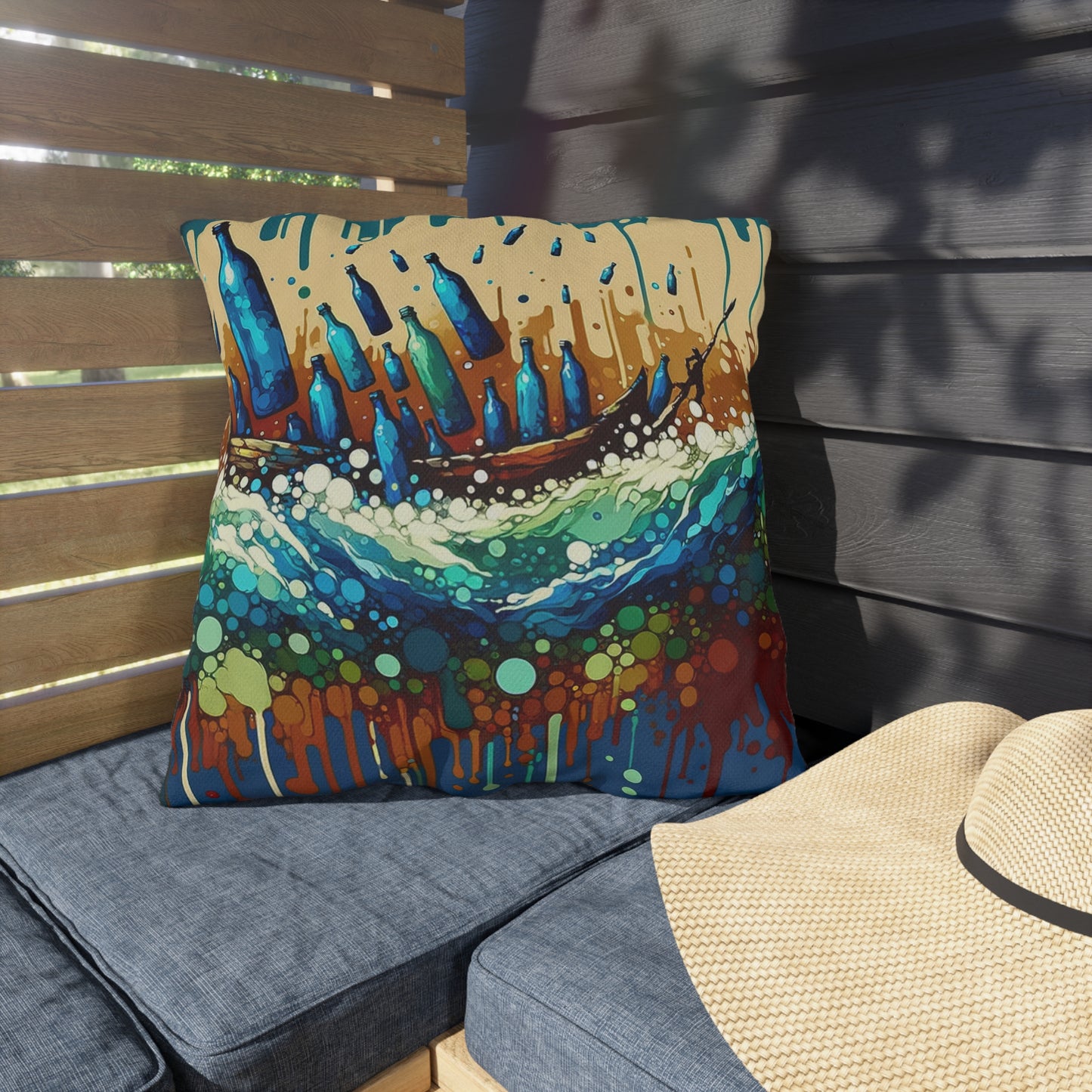 Oceanic Bottle Rescue Outdoor Pillows