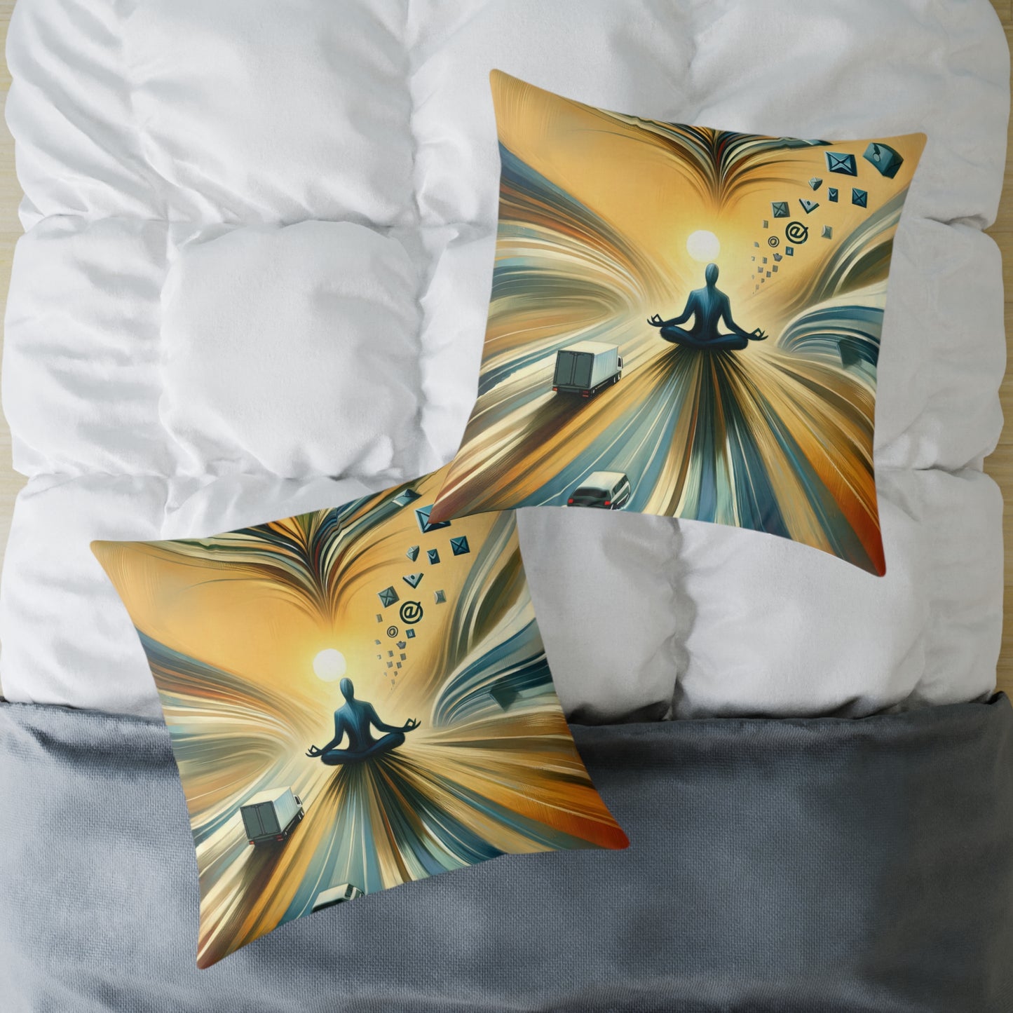 Meditative Commute Flow Spun Polyester Pillow