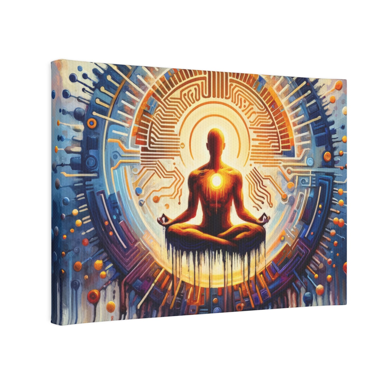 Meditative Technological Fusion Canvas Photo Tile