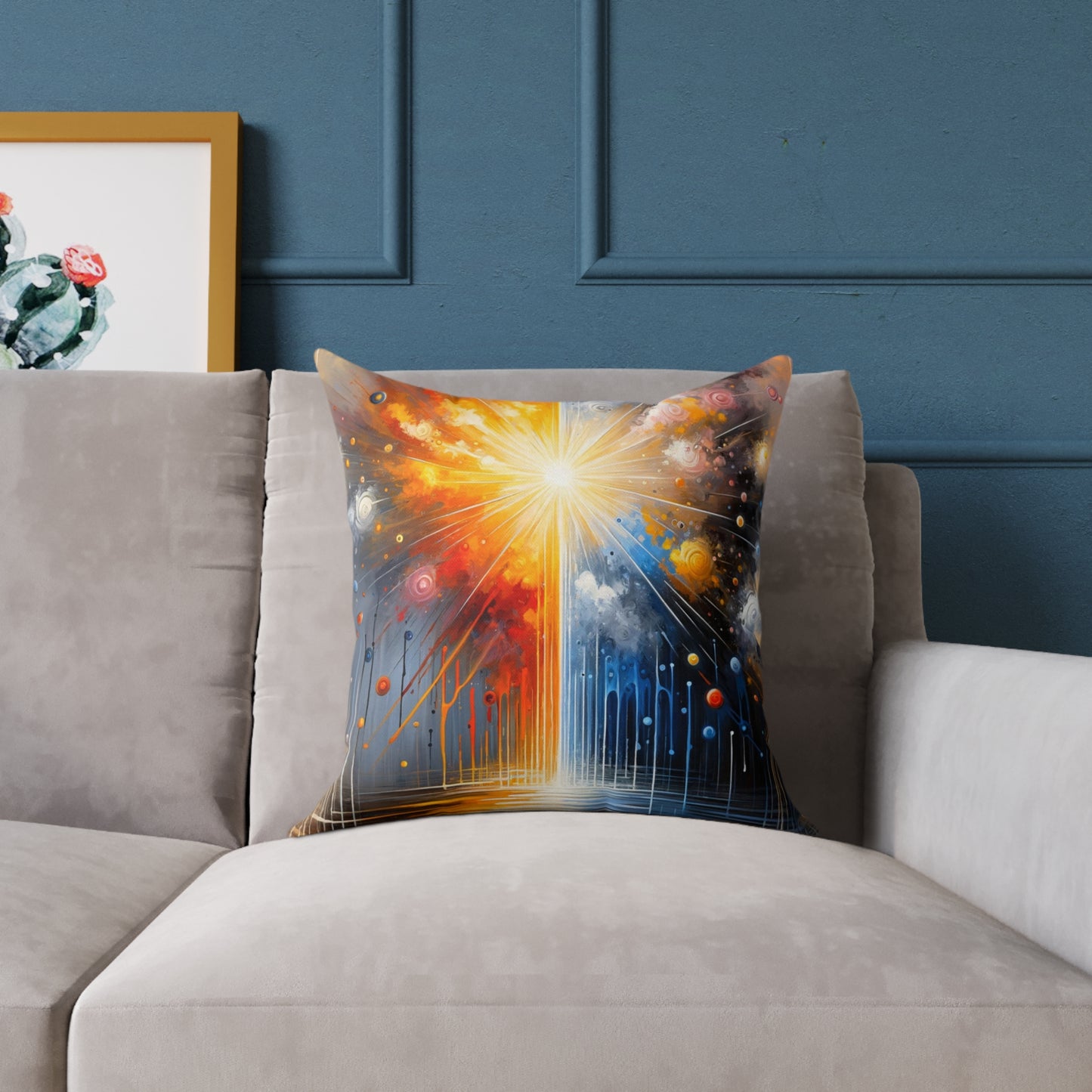 Luminous Abstract Tachism Spun Polyester Pillow