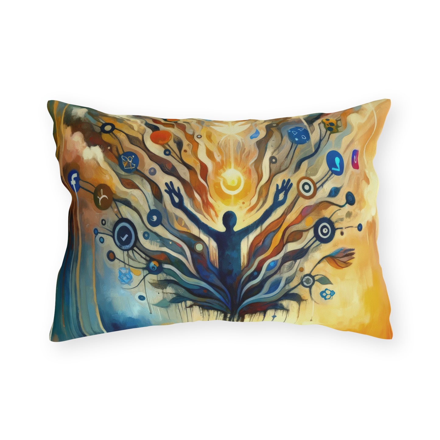 Reflective Digital Meditation Outdoor Pillows