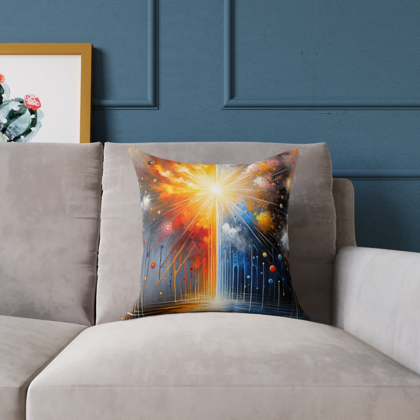 Luminous Abstract Tachism Spun Polyester Pillow
