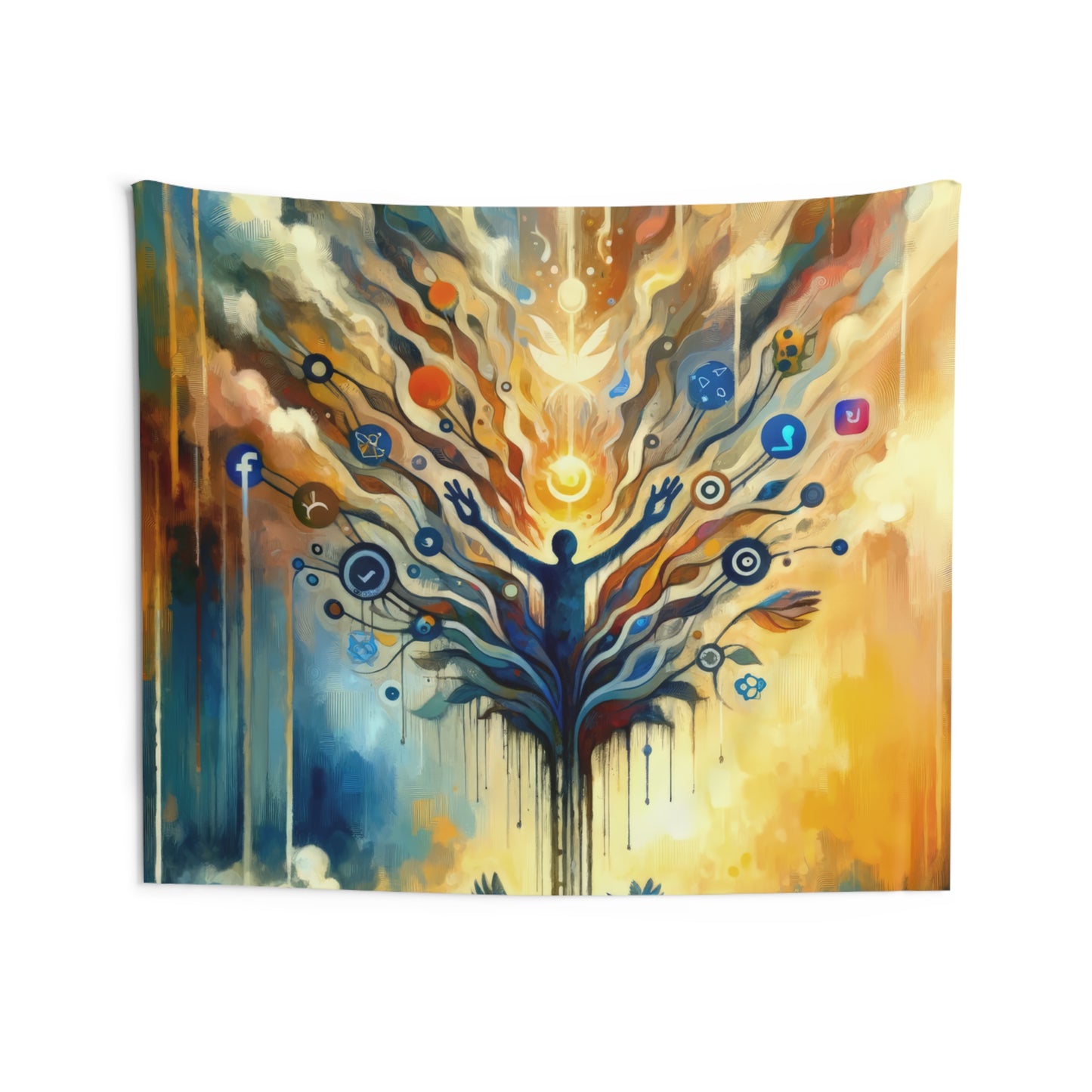 Reflective Digital Meditation Indoor Wall Tapestries