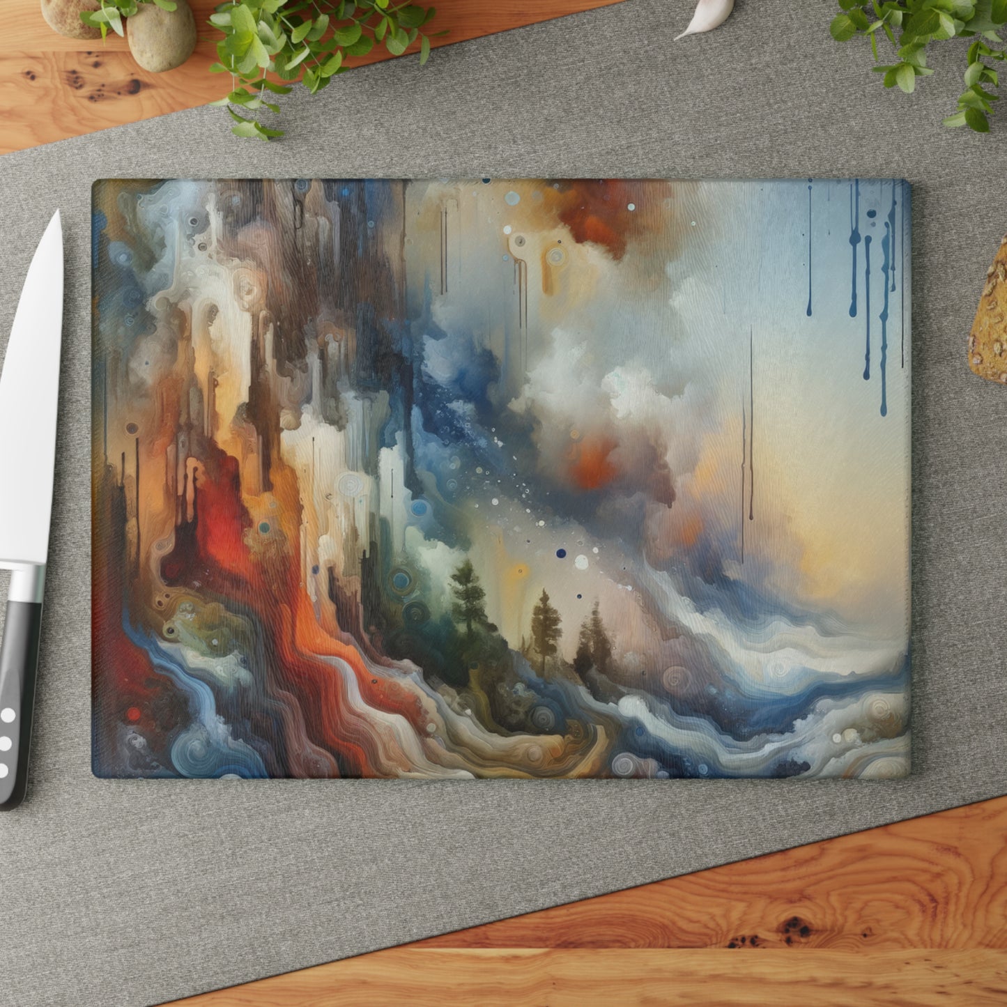 Inner Journey Abstract Glass Cutting Board