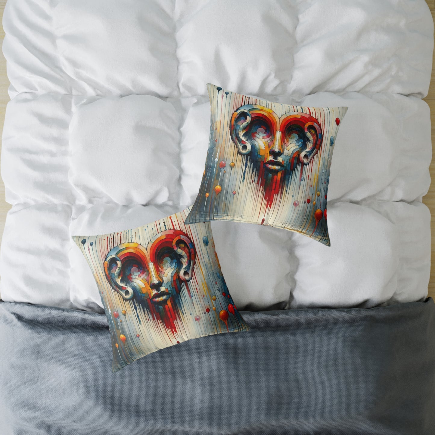 Ears Heart Expression Spun Polyester Pillow