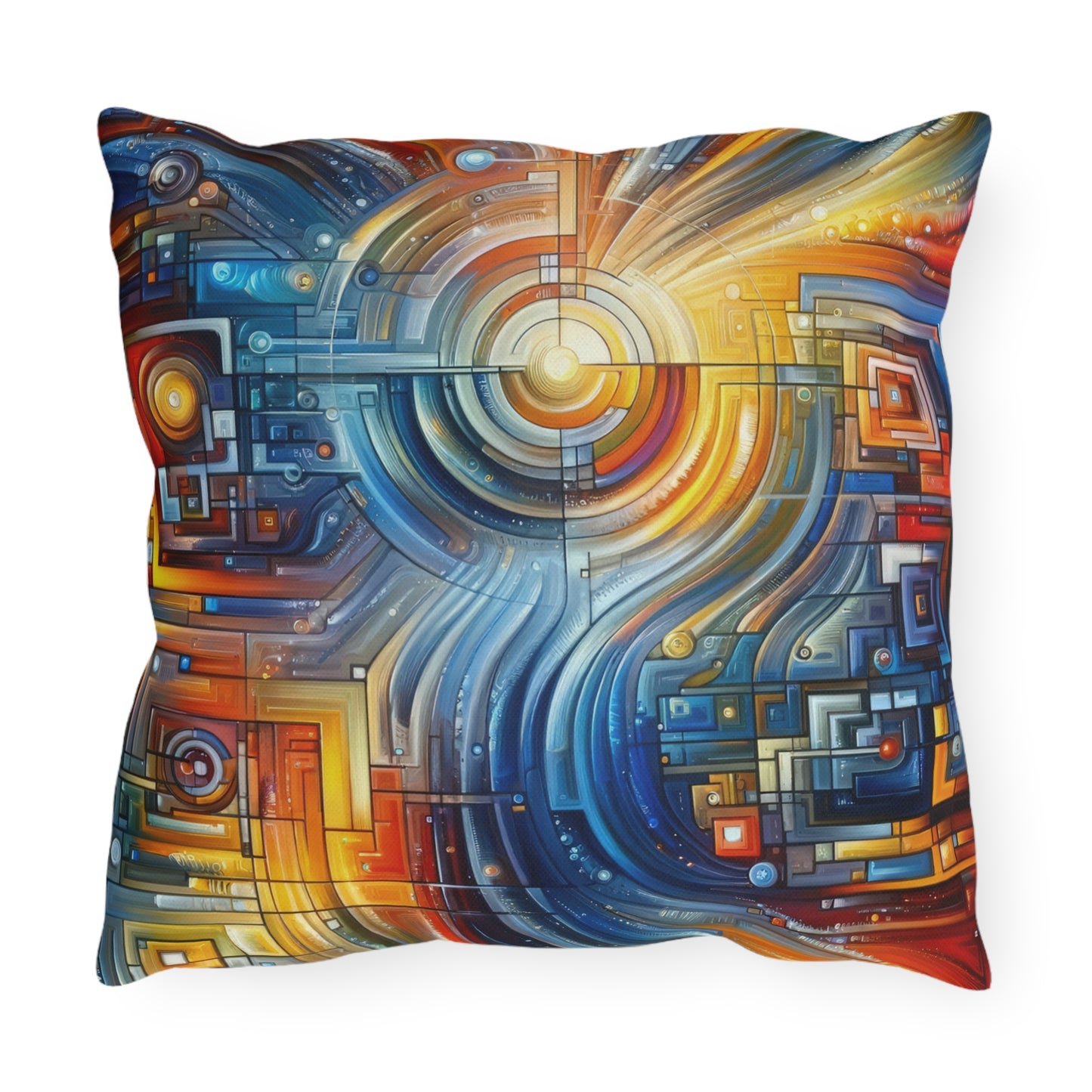 Digital Tachism Connectivity Outdoor Pillows
