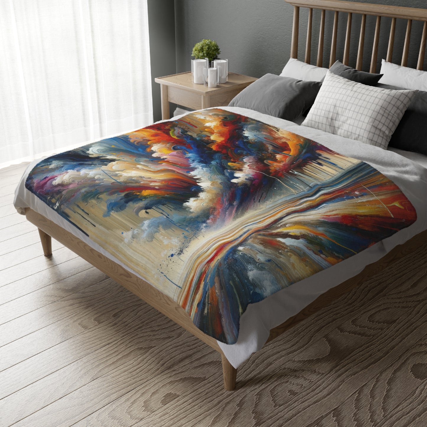 Grandiose Transformation Tachism Velveteen Microfiber Blanket (Two-sided print)