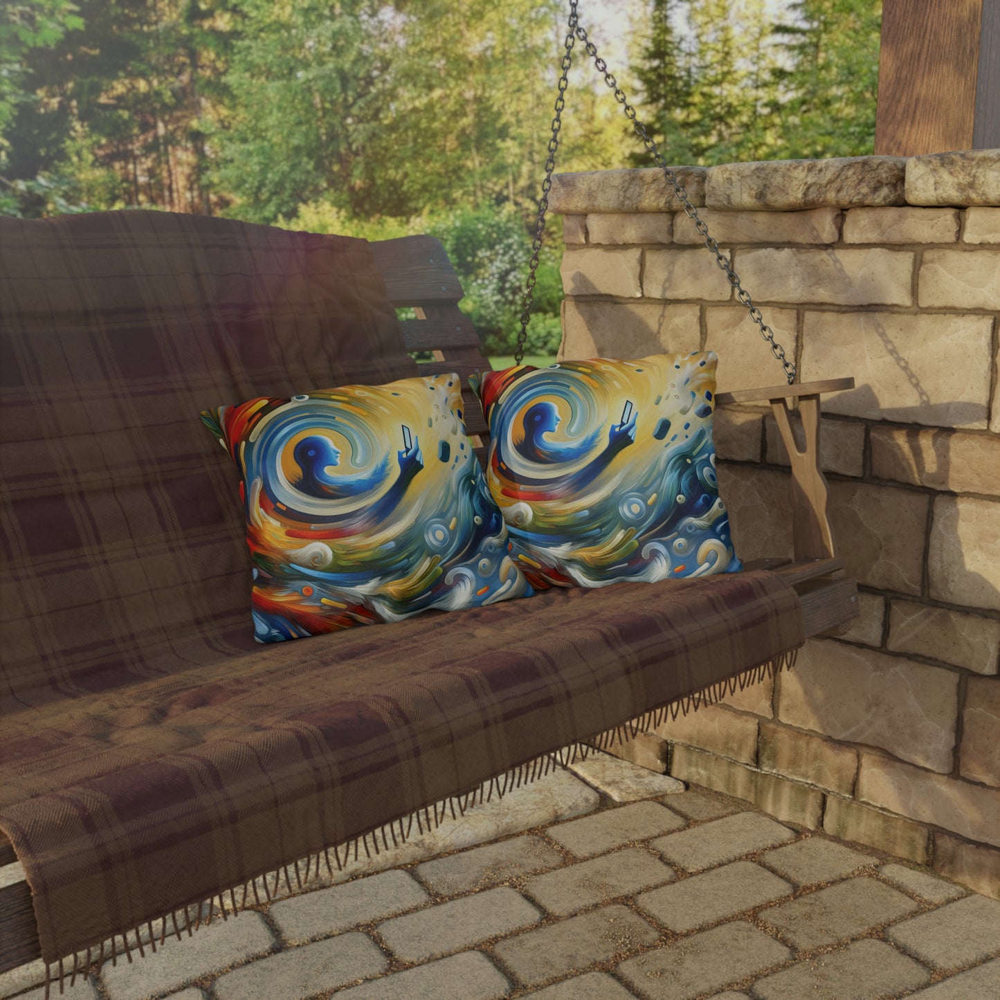 Swipe Connection Tachism Outdoor Pillows