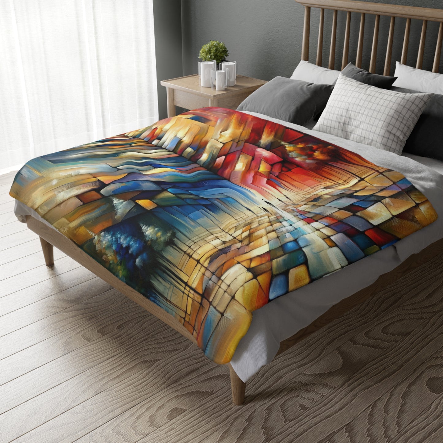 Anchored Tenets Abstraction Velveteen Microfiber Blanket (Two-sided print)