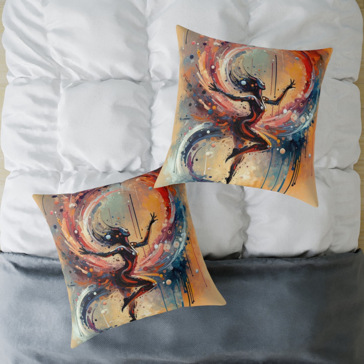 Decision Dance Tachism Spun Polyester Pillow