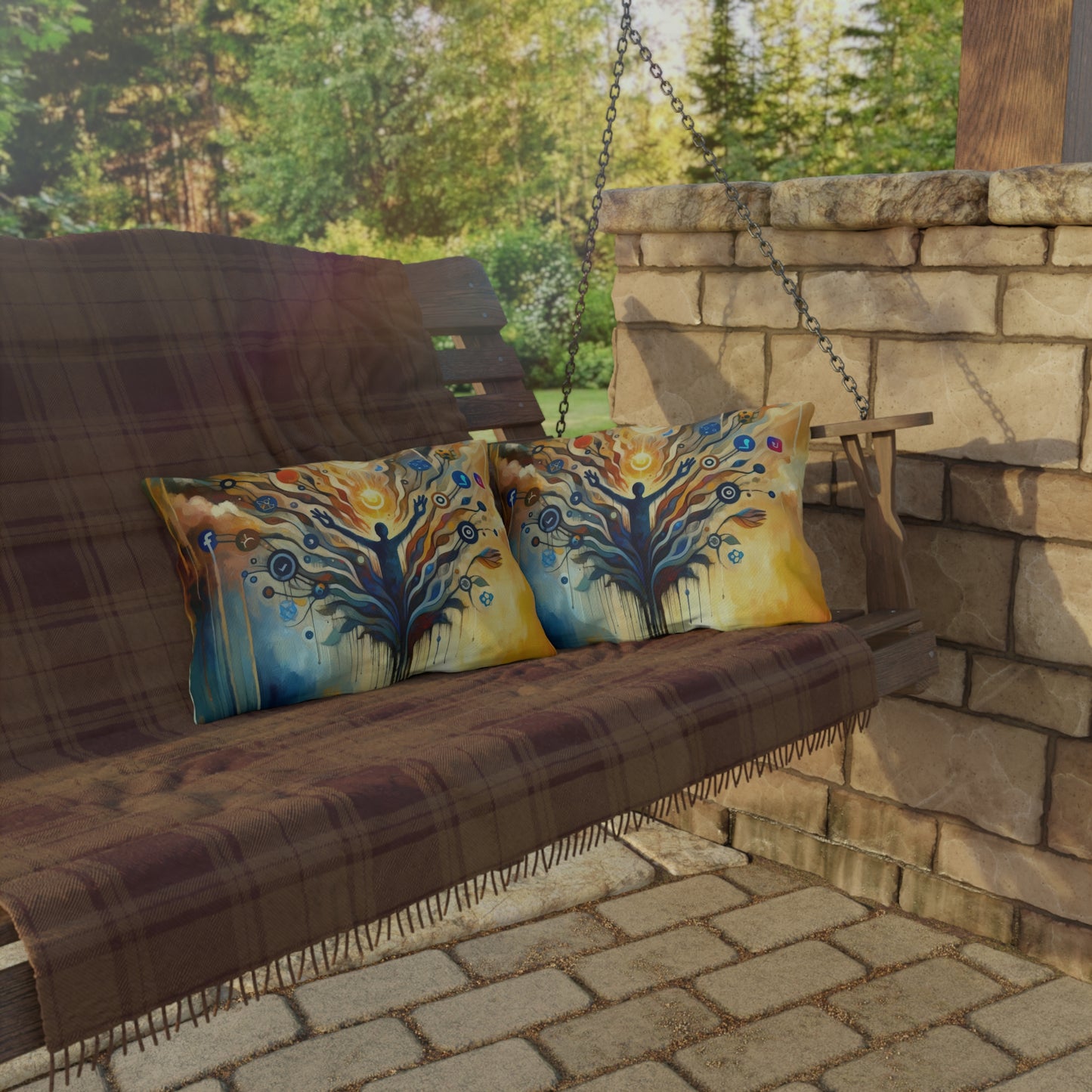 Reflective Digital Meditation Outdoor Pillows