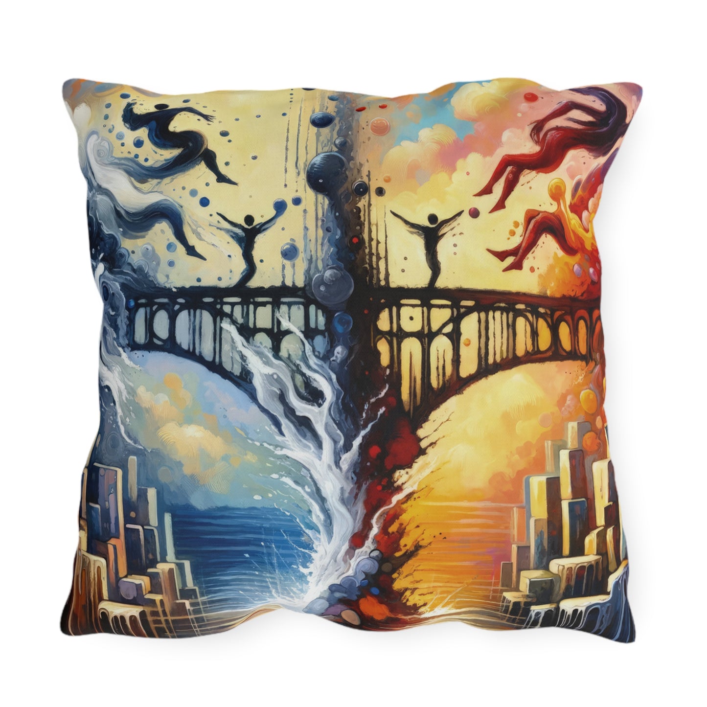 Faithful Diving Bridges Outdoor Pillows