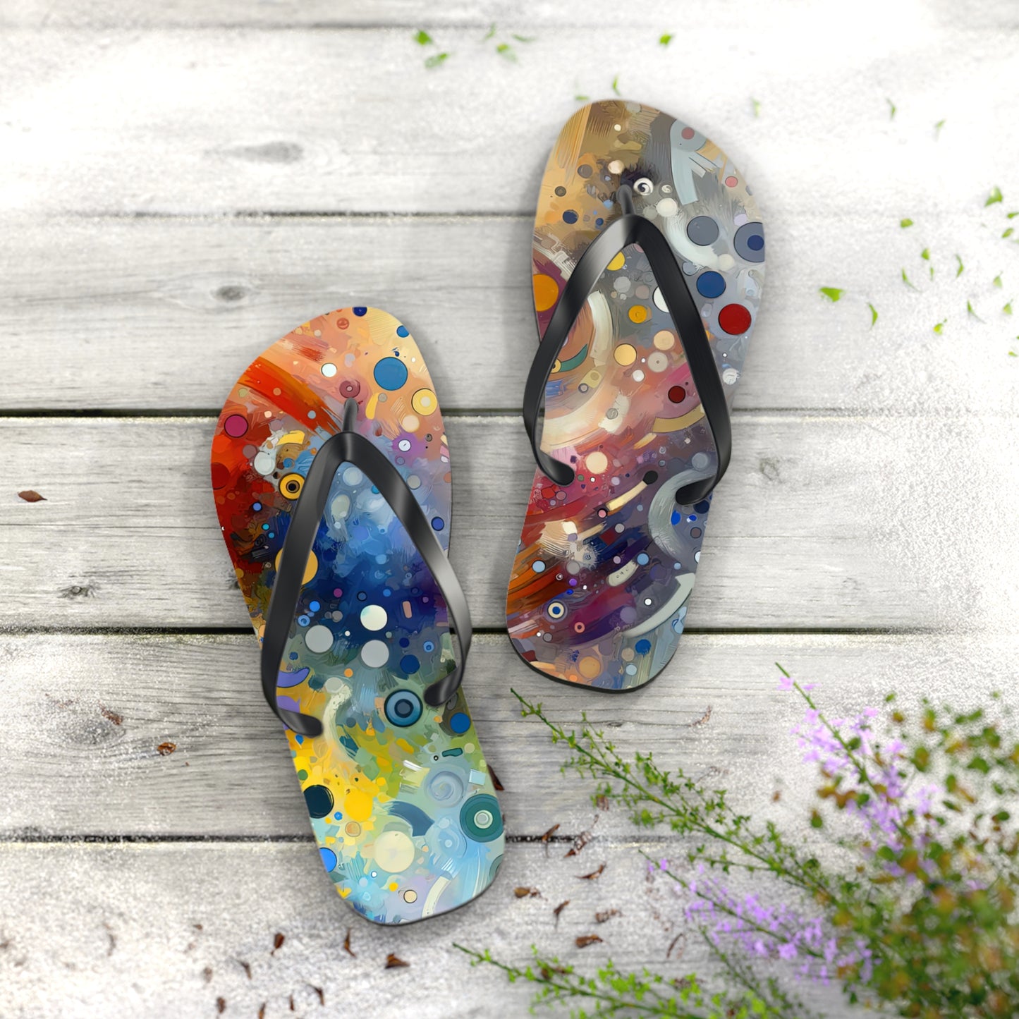 Humorous Unified Tachism Flip Flops