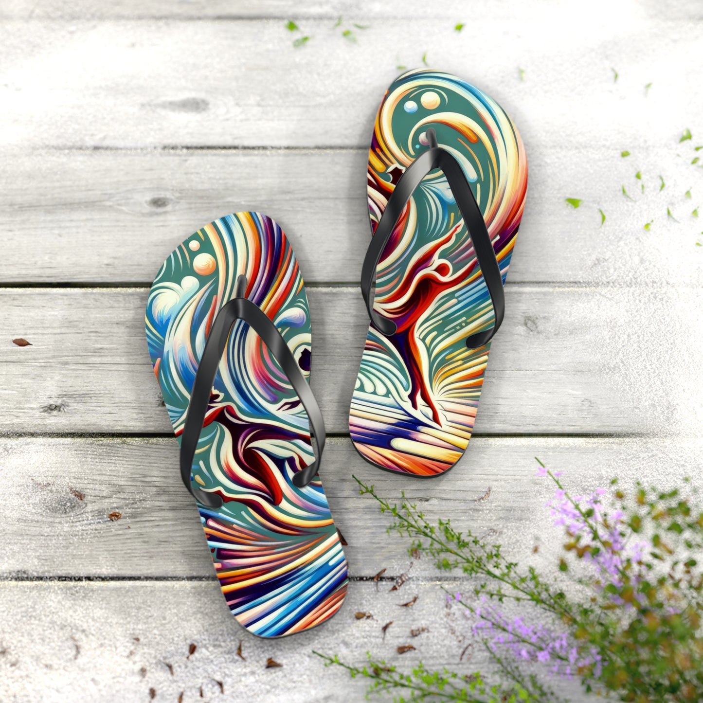 Choreographic Mindful Tachism Flip Flops