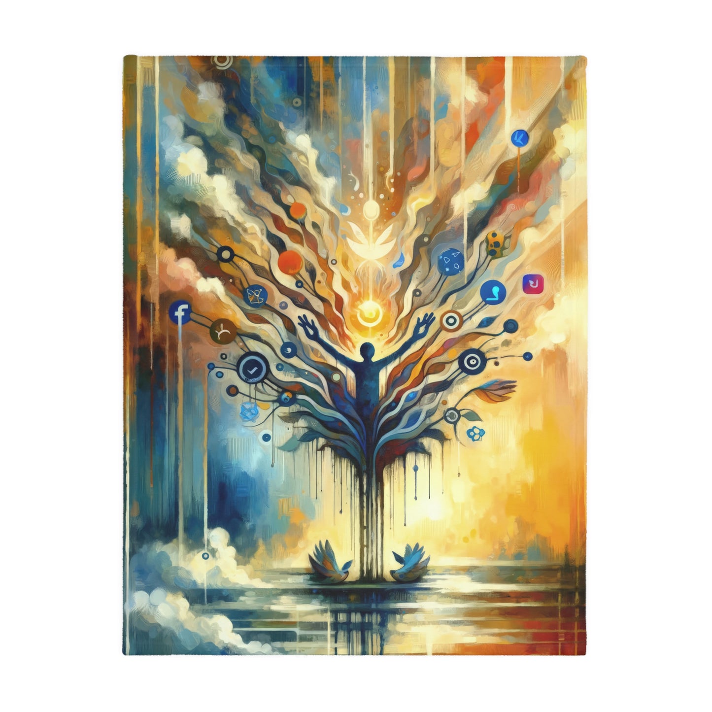 Reflective Digital Meditation Velveteen Microfiber Blanket (Two-sided print)