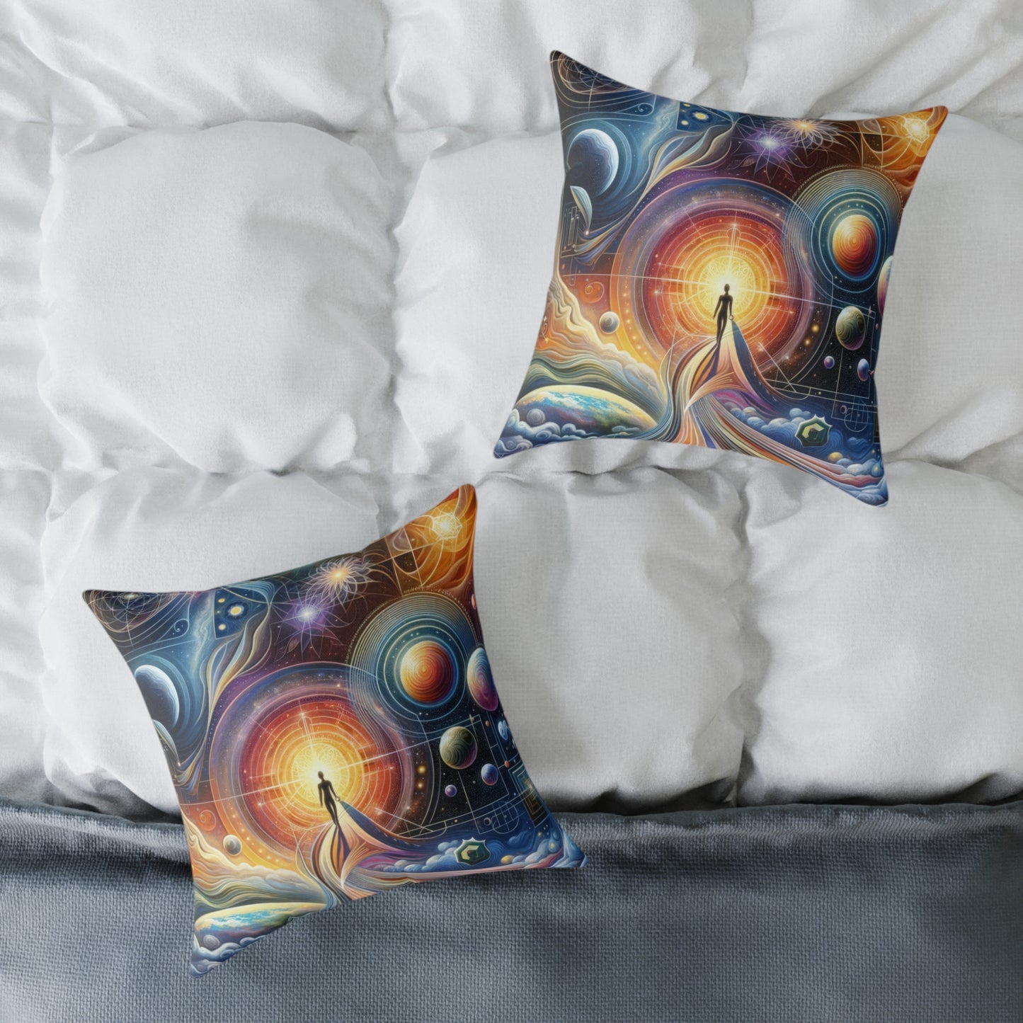 Unified Cosmic Alignment Spun Polyester Pillow