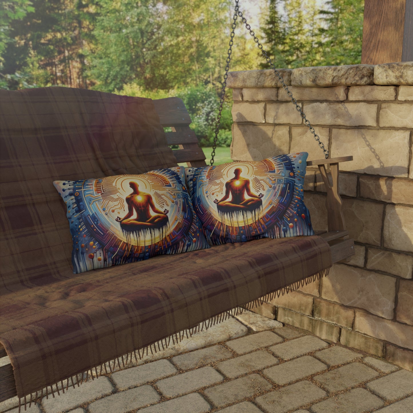 Meditative Technological Fusion Outdoor Pillows