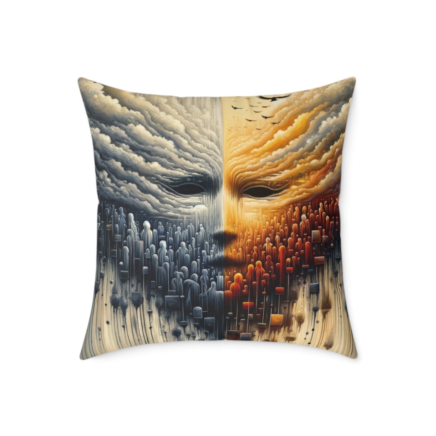 Subdued Revolutionary Currents Spun Polyester Pillow