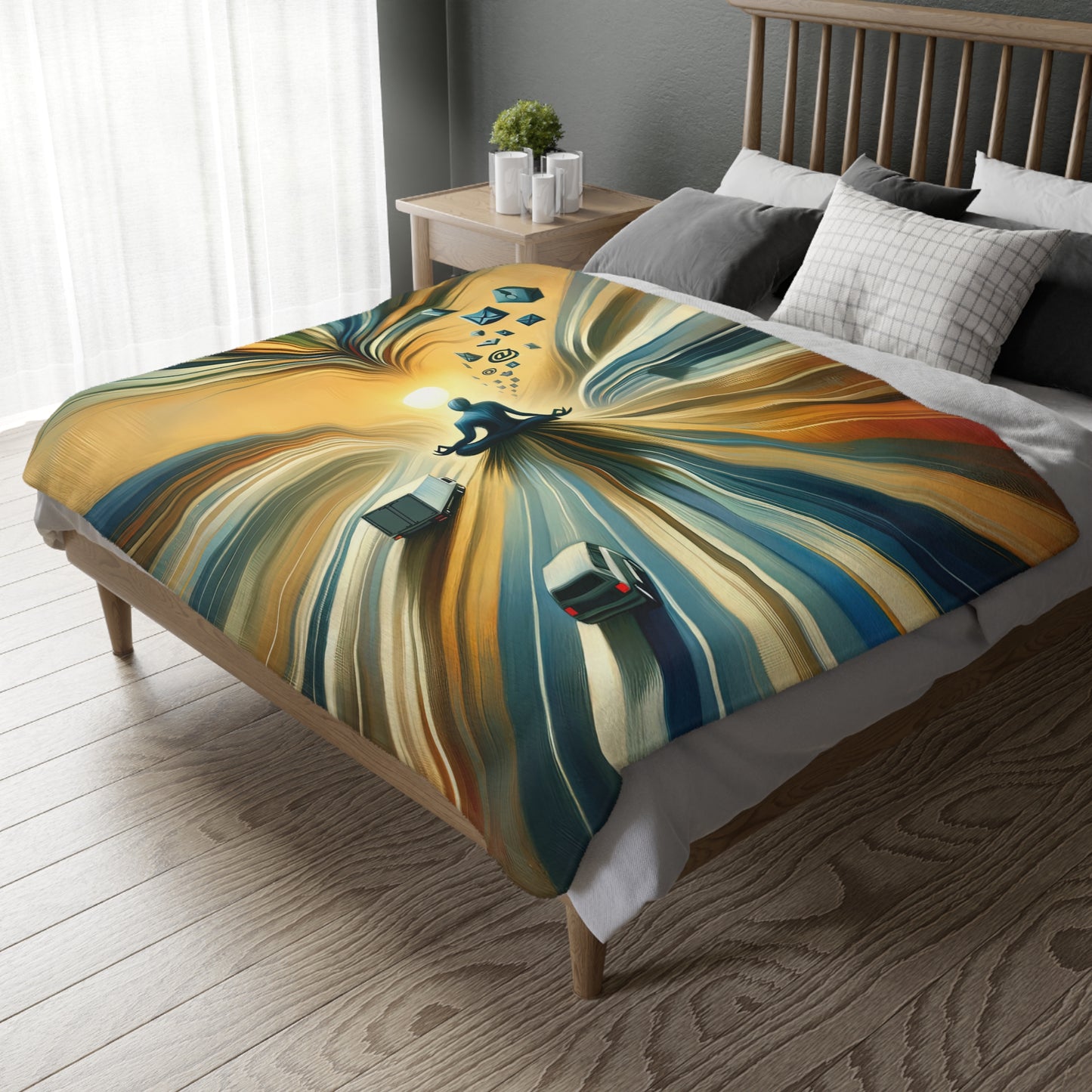 Meditative Commute Flow Velveteen Microfiber Blanket (Two-sided print)