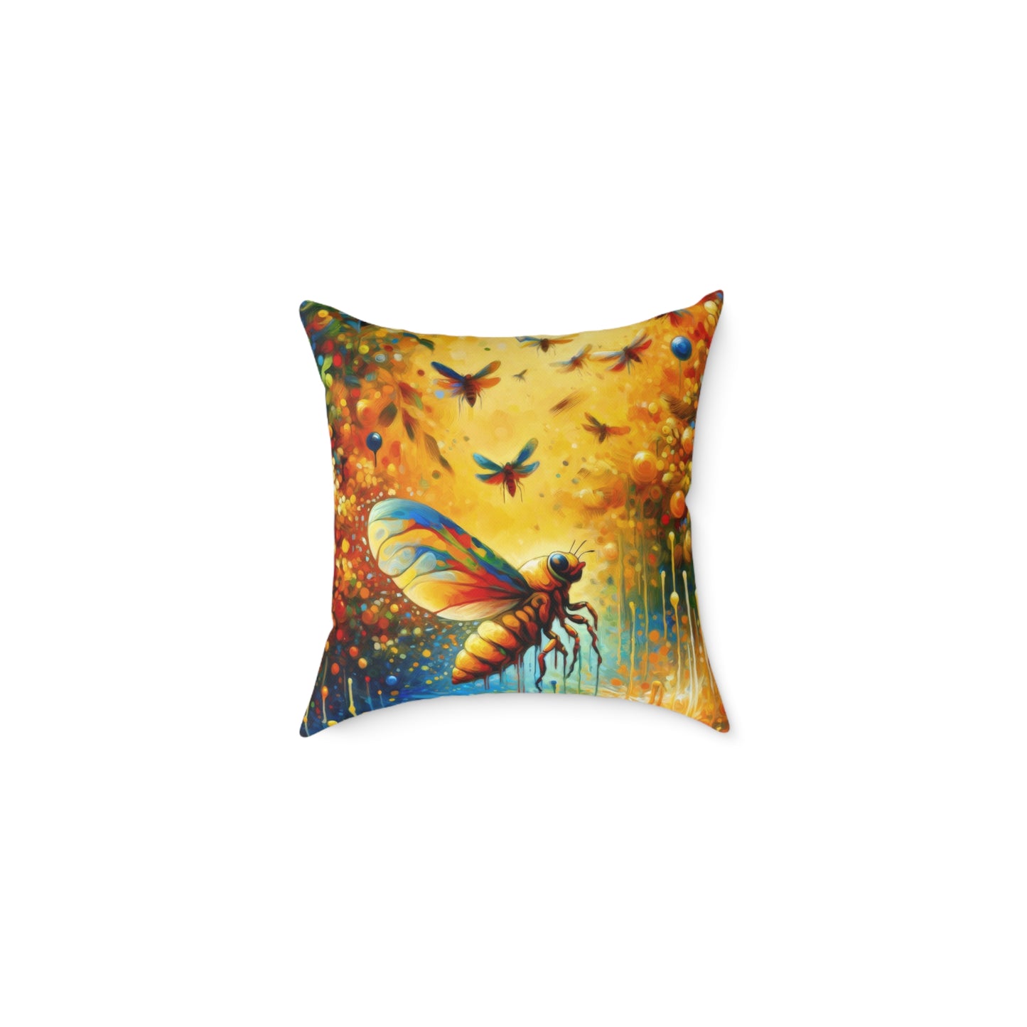 Seasonal Cicada Vibrance Spun Polyester Pillow