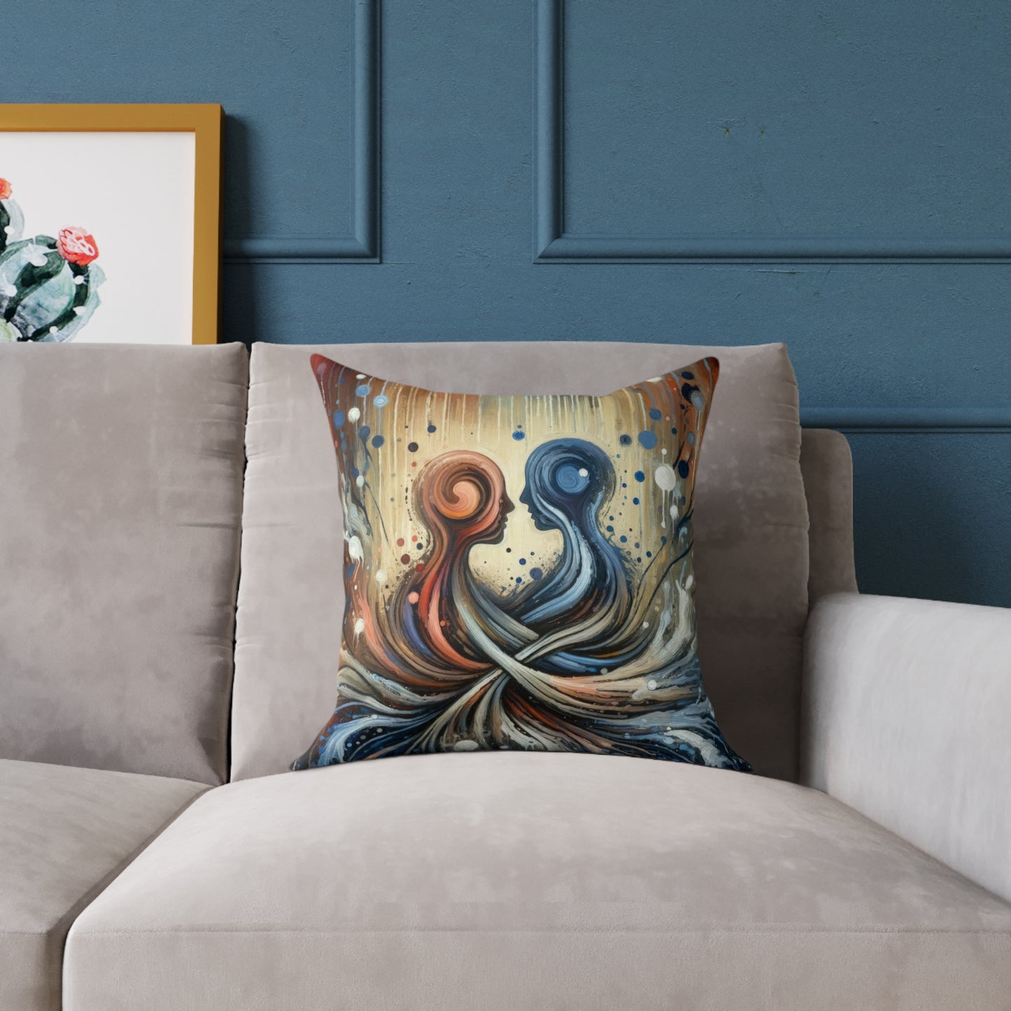 Empathic Connection Tachism Spun Polyester Pillow