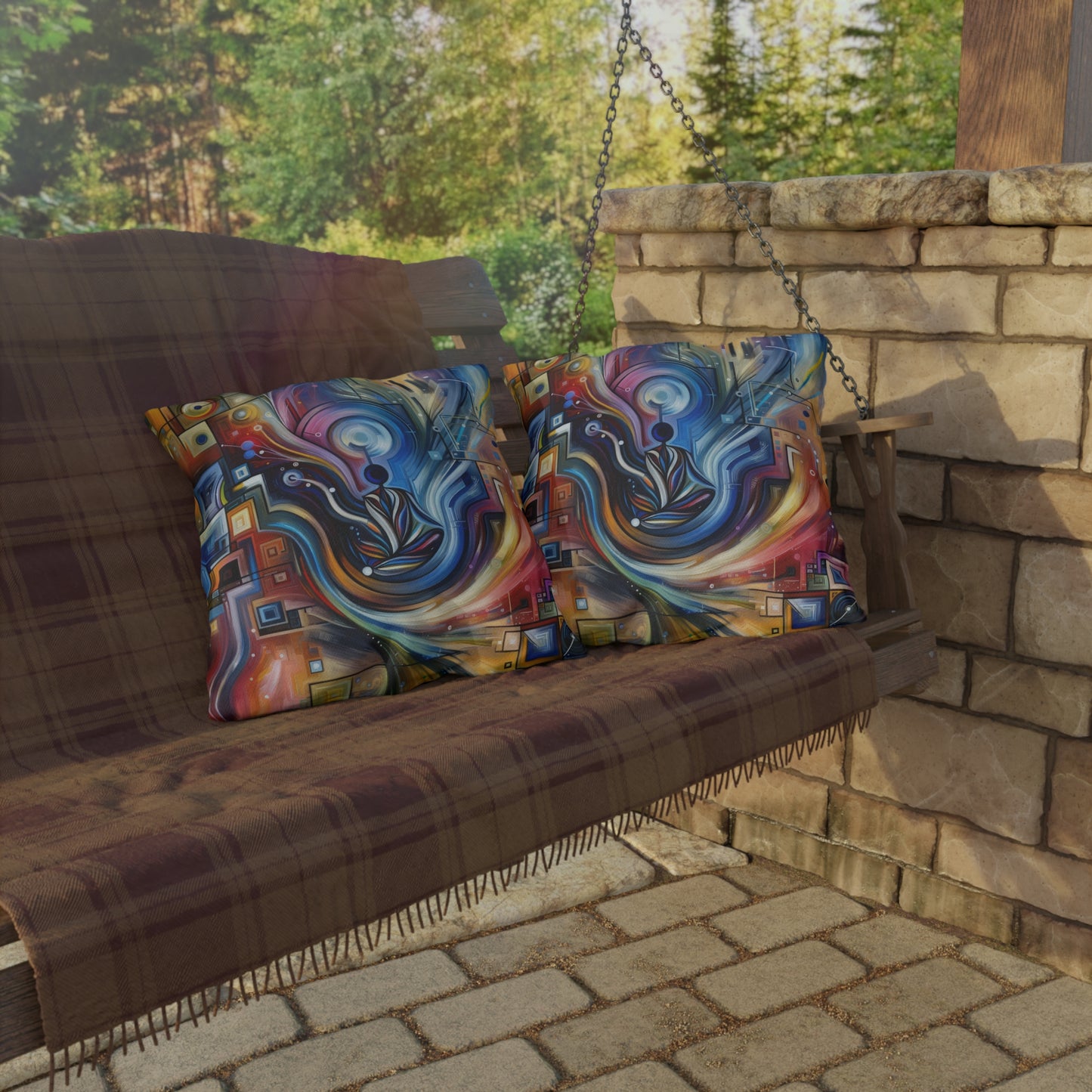Digital Mindfulness Abstract Outdoor Pillows