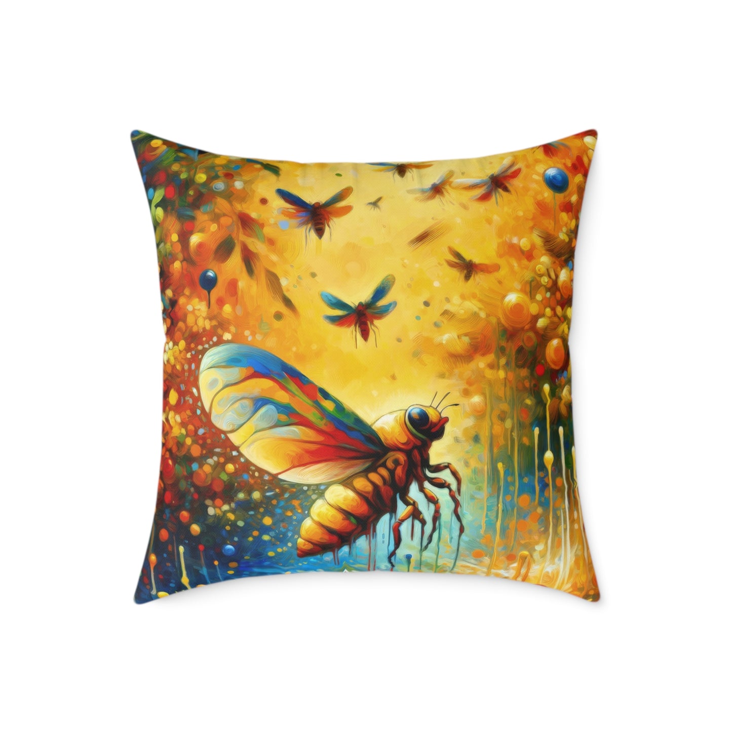 Seasonal Cicada Vibrance Spun Polyester Pillow