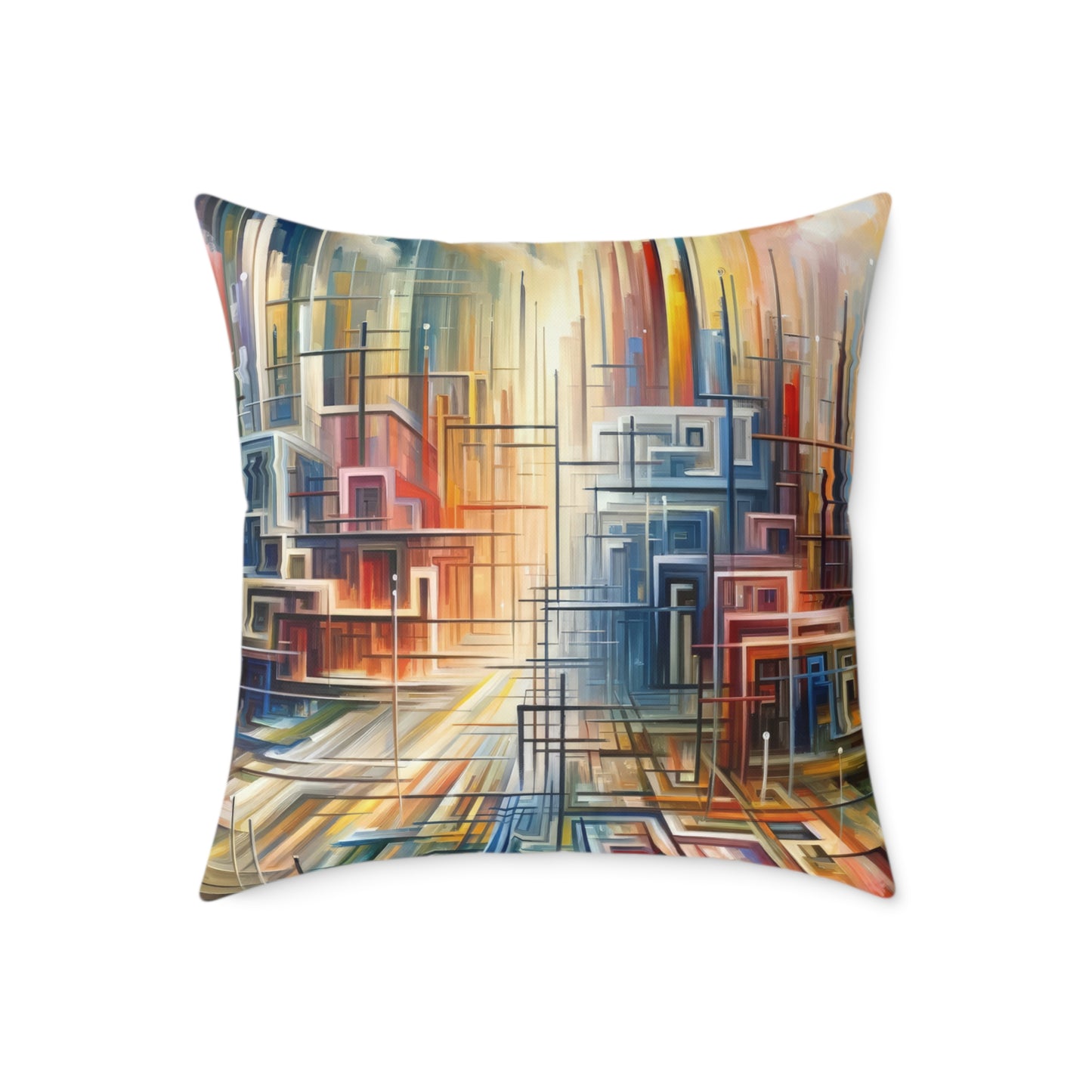 Urban Flow Interconnectedness Spun Polyester Pillow