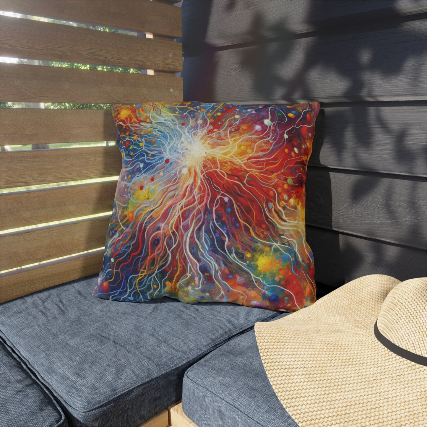 Emotive Yarn Explosion Outdoor Pillows