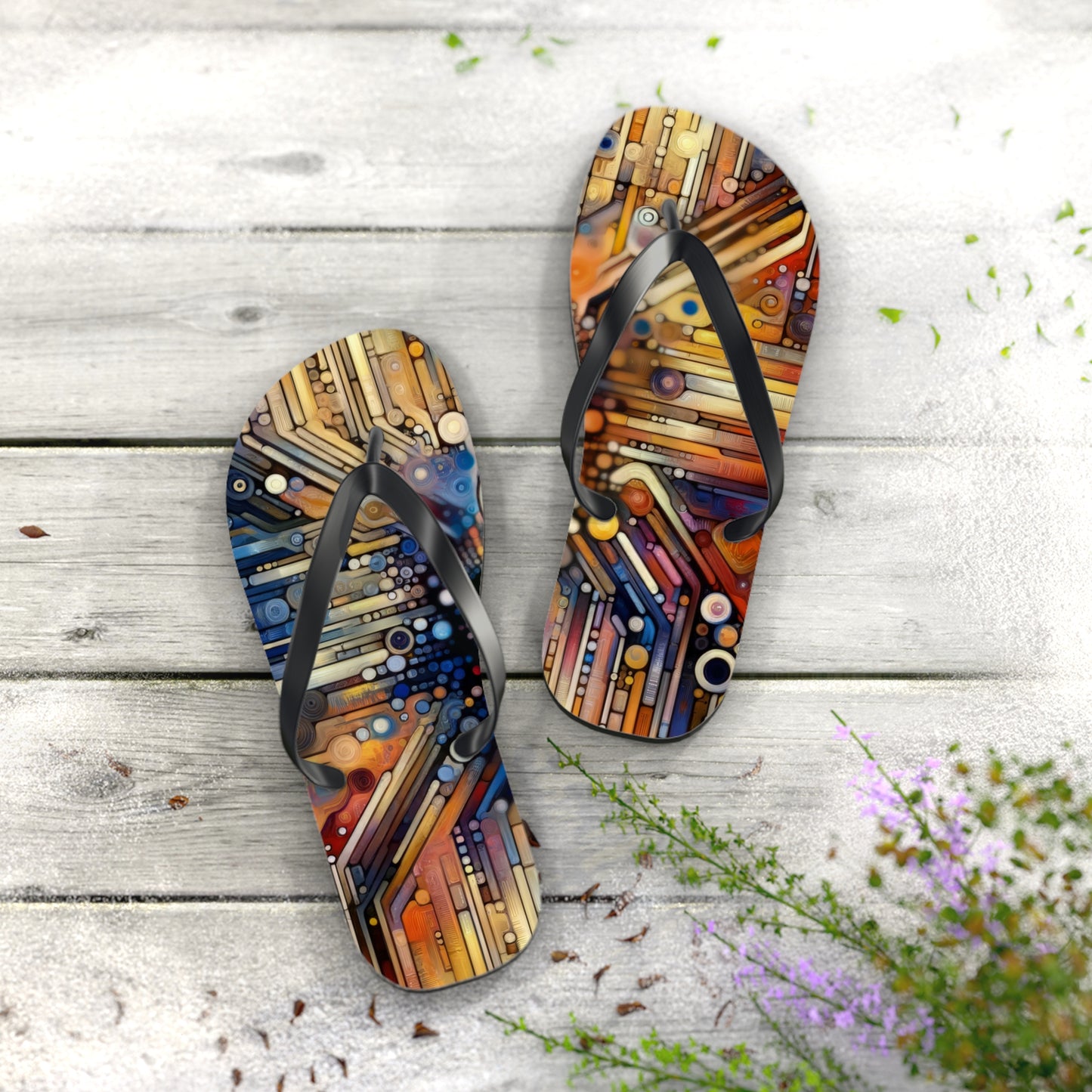 Digital Rhythm Tapestry Flip Flops