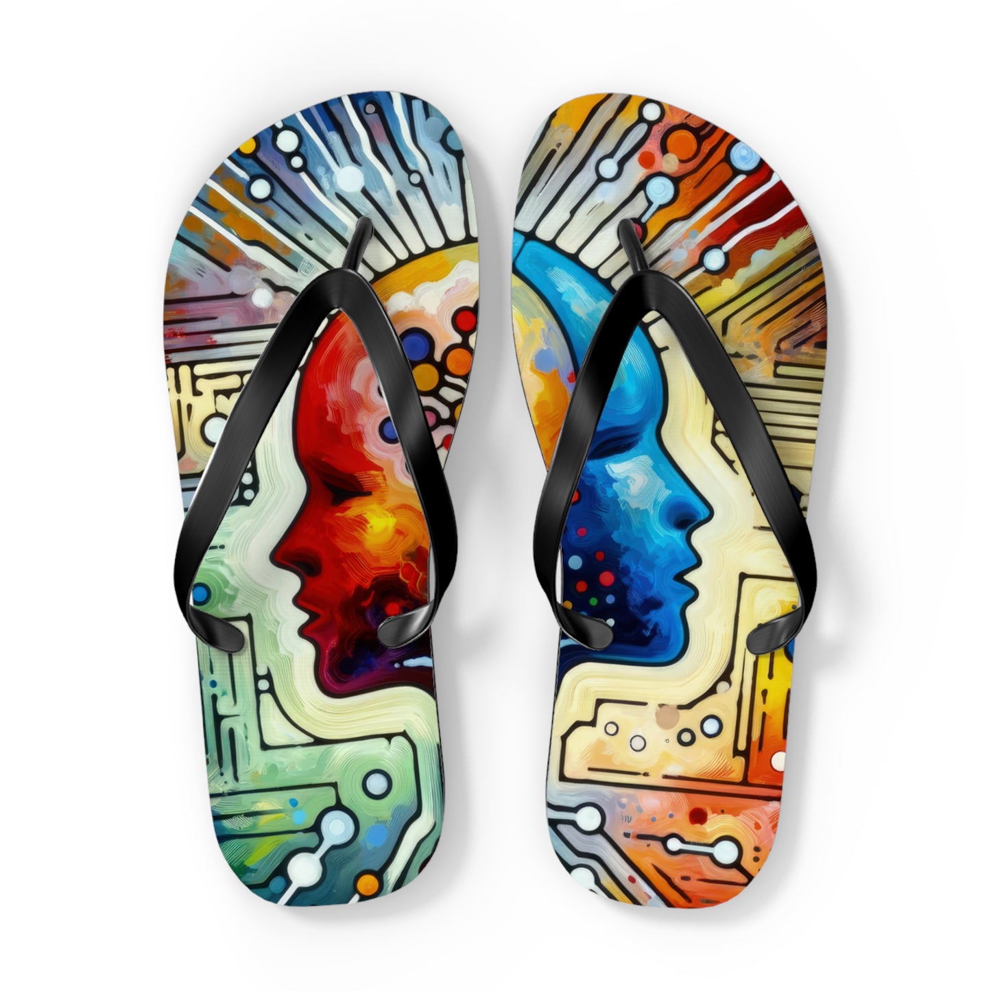 Empathetic Connection Abstract Flip Flops