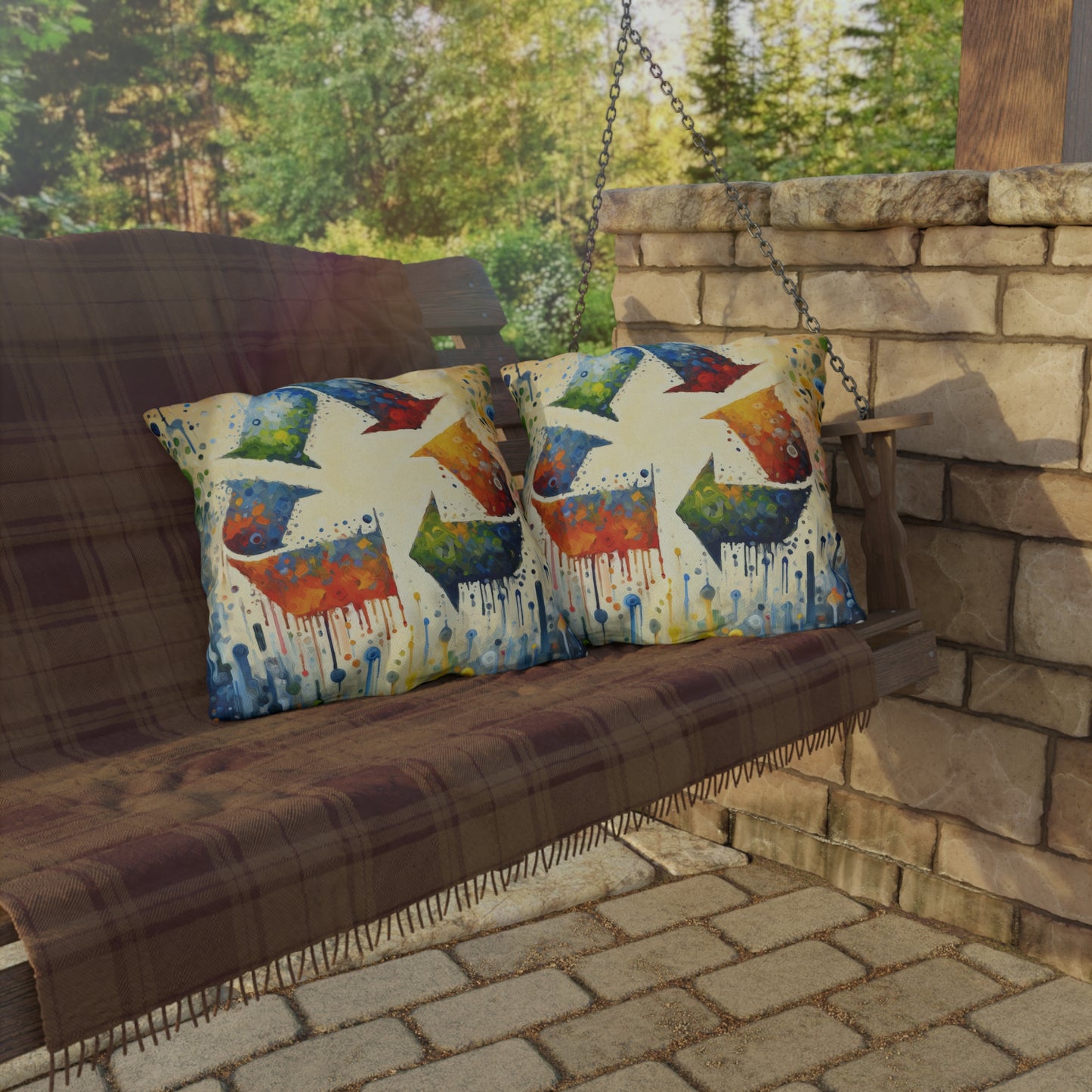 Sustainable Transformation Tachism Outdoor Pillows