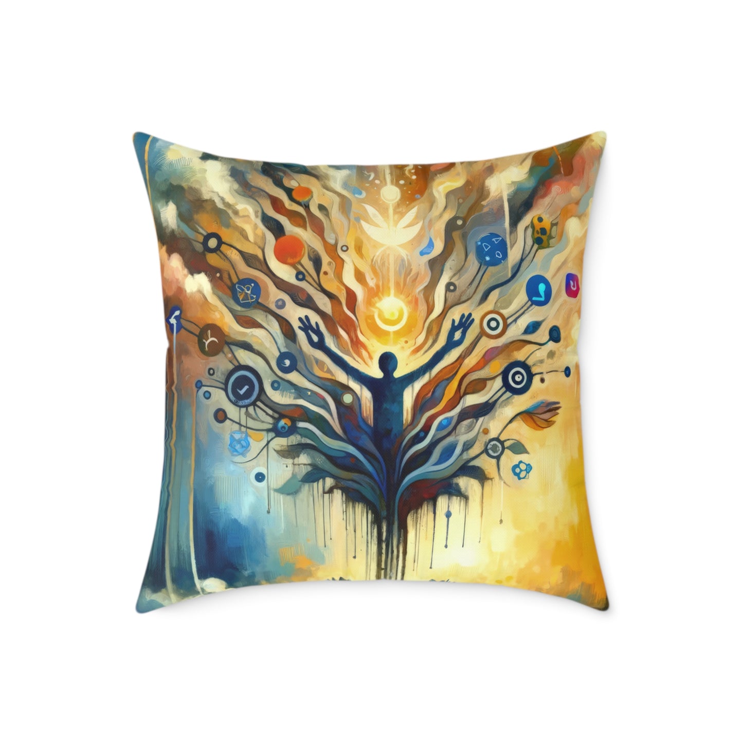 Reflective Digital Meditation Spun Polyester Pillow