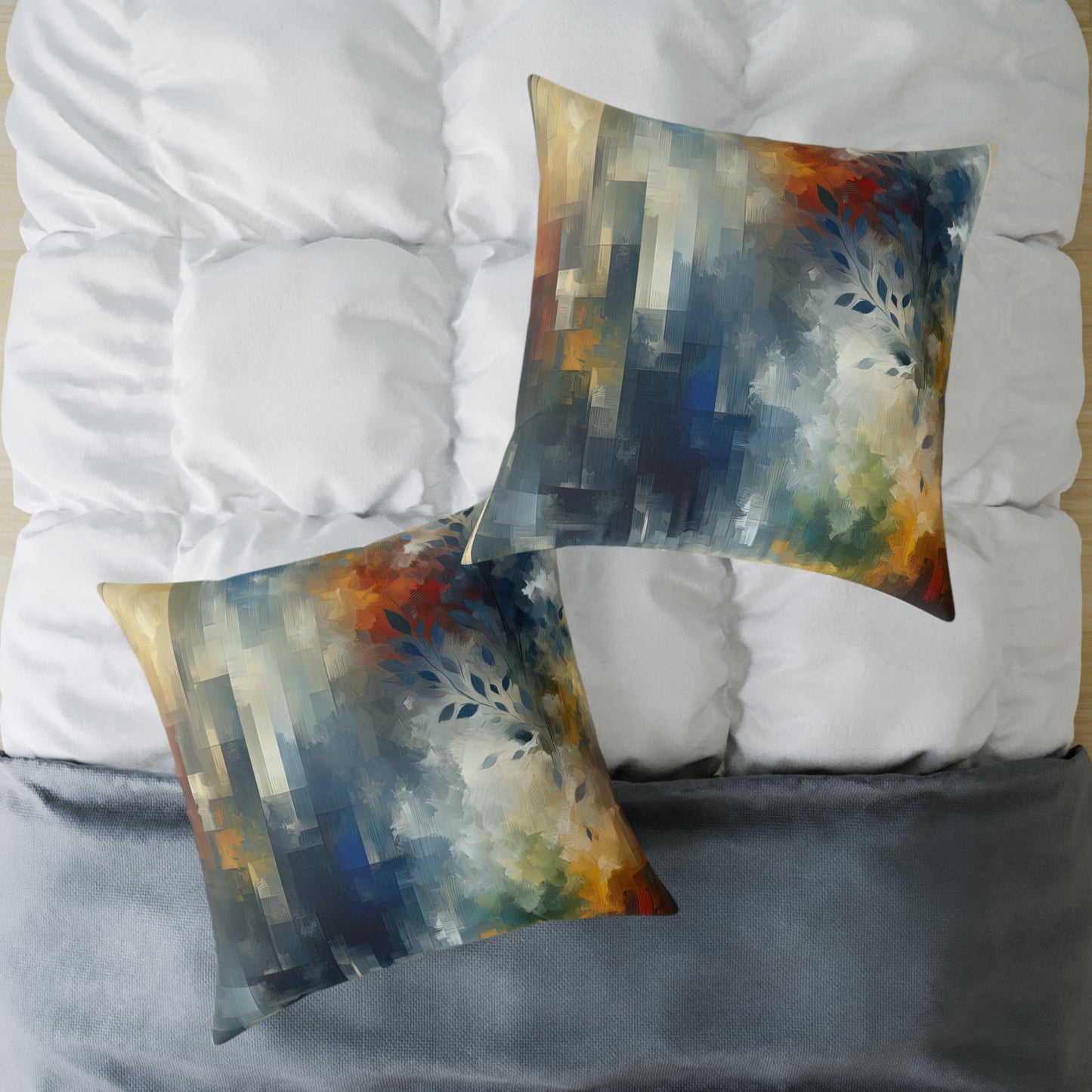 Contemplative Leaves Whispers Spun Polyester Pillow