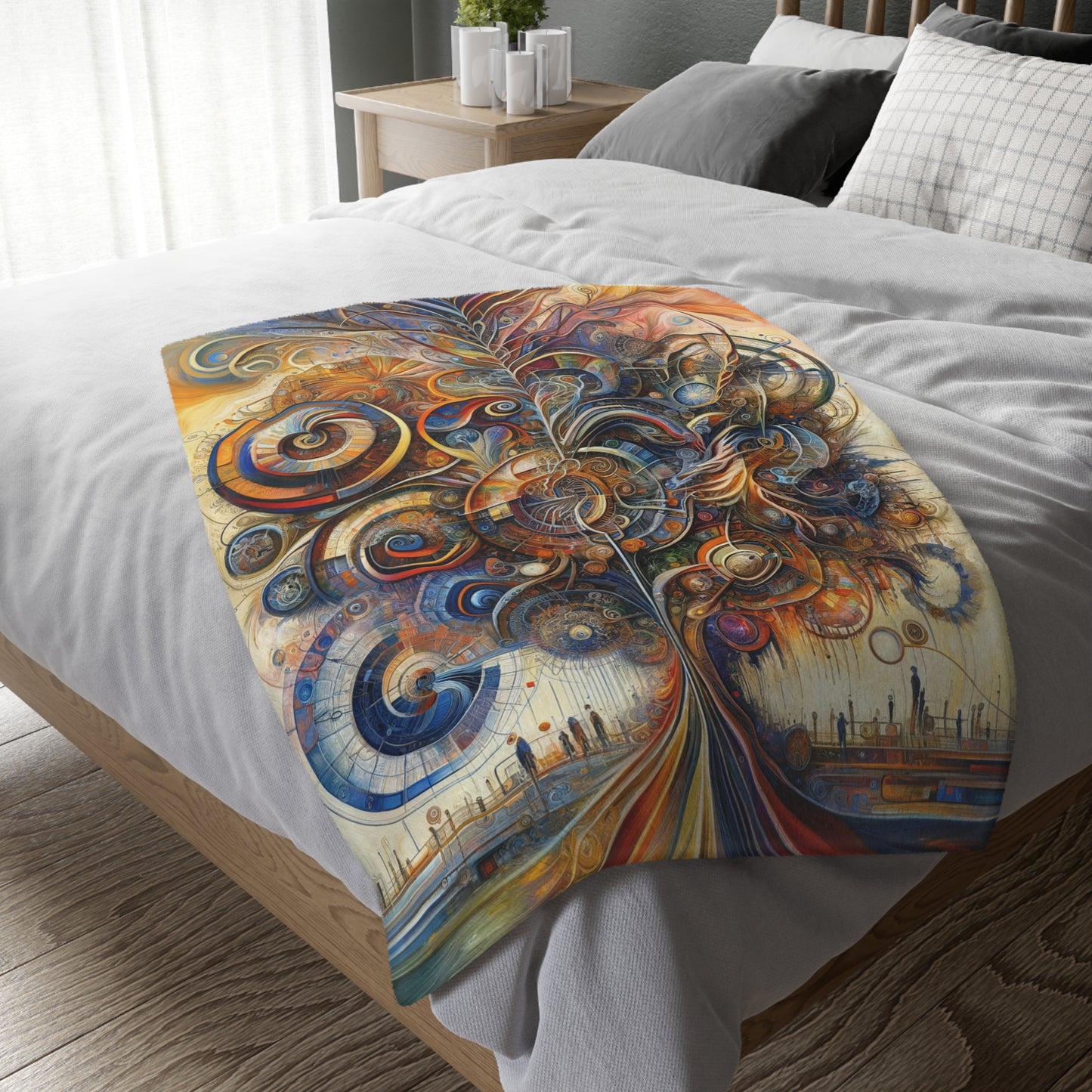 Ethos Web Abstract Velveteen Microfiber Blanket (Two-sided print)