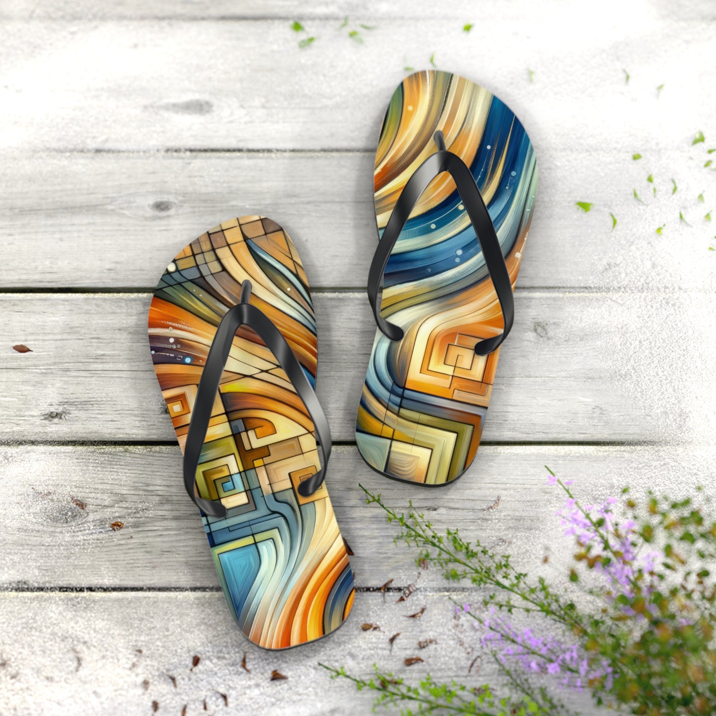 Spiritual Tachism Connection Flip Flops