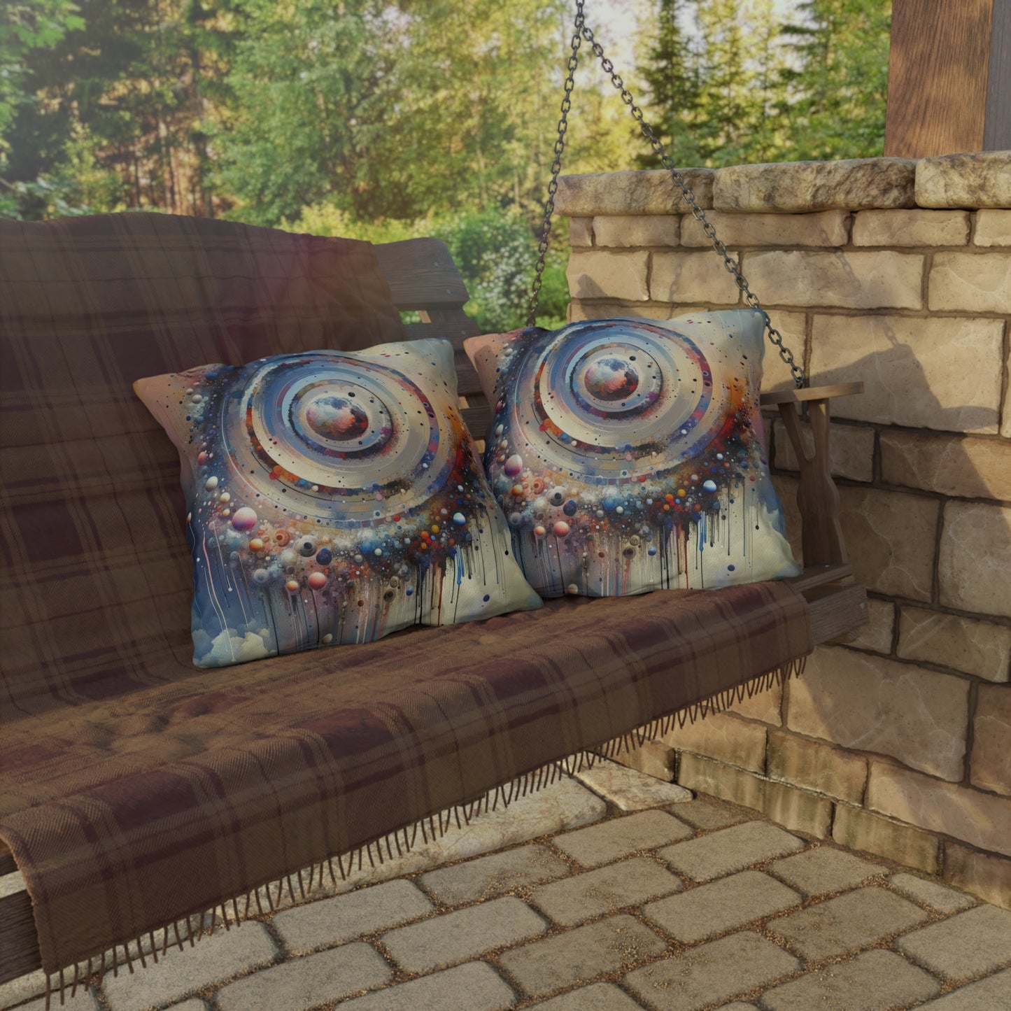 Conscious Rings Tachism Outdoor Pillows