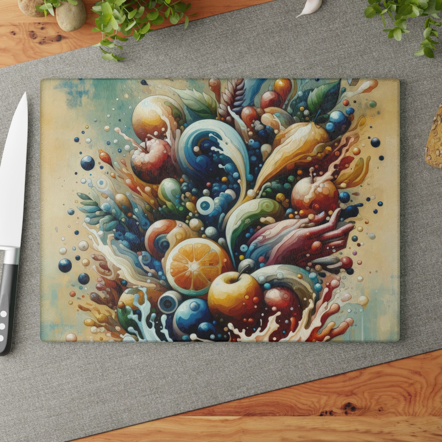 Nourishing Tachism Symphony Glass Cutting Board