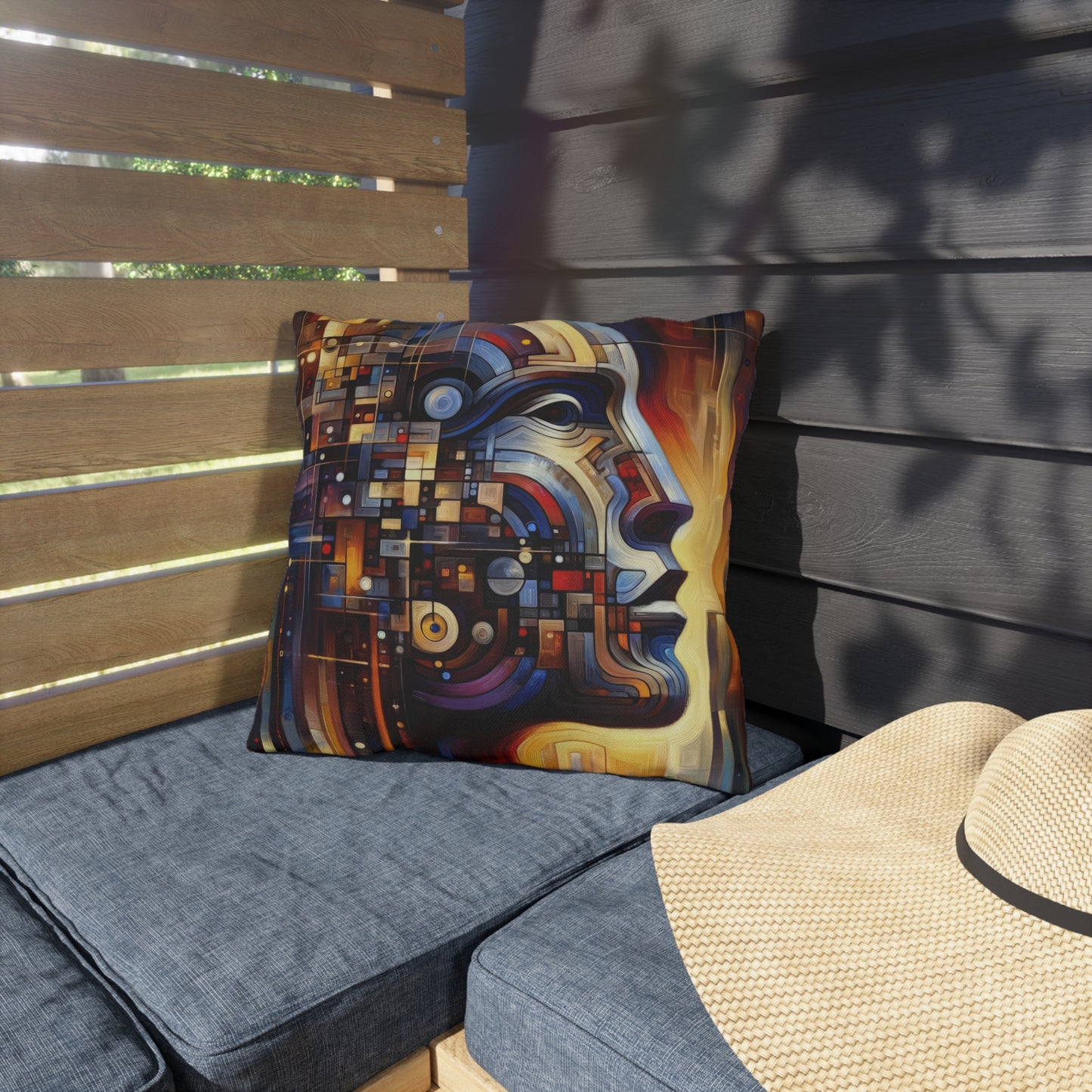 Reflective Tachism Shield Outdoor Pillows