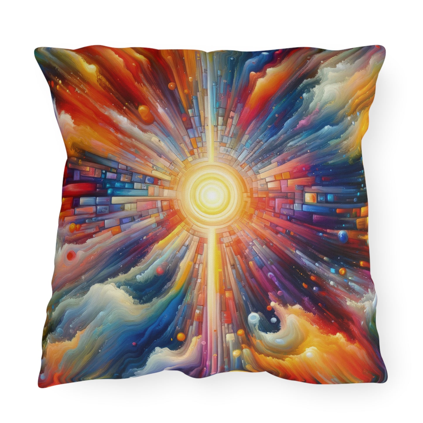 Kaleidoscopic Tachism Breath Outdoor Pillows