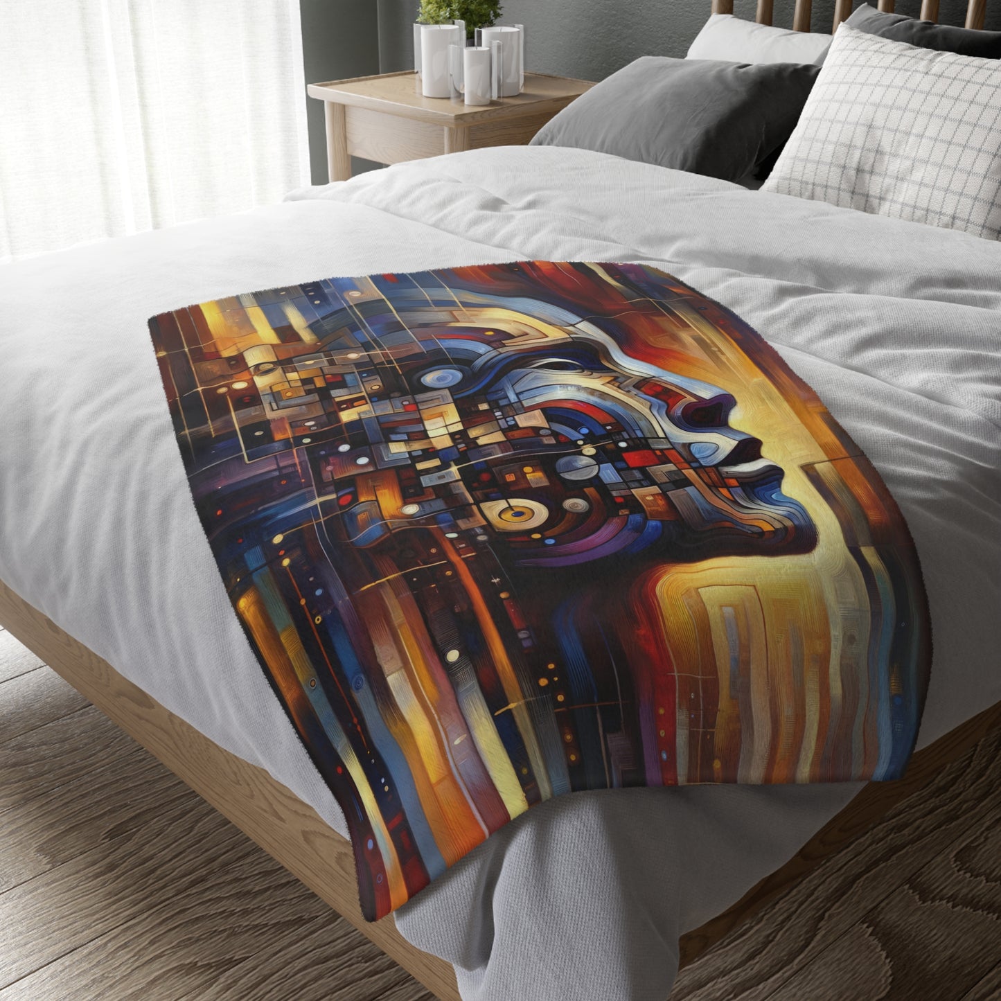 Reflective Tachism Shield Velveteen Microfiber Blanket (Two-sided print)