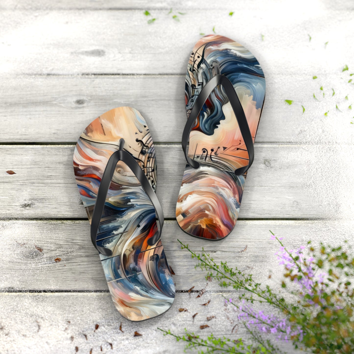 Symphonic Empathic Swirls Flip Flops