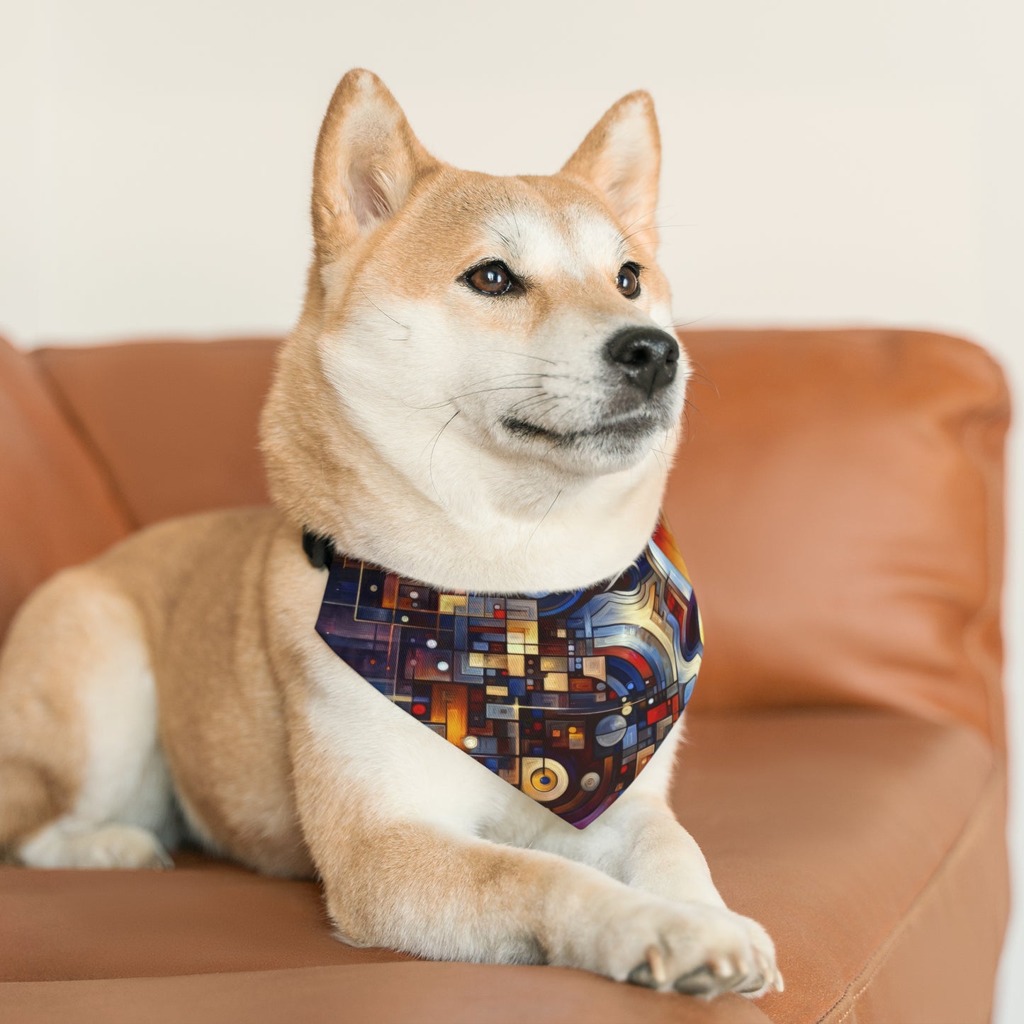 Reflective Tachism Shield Pet Bandana Collar